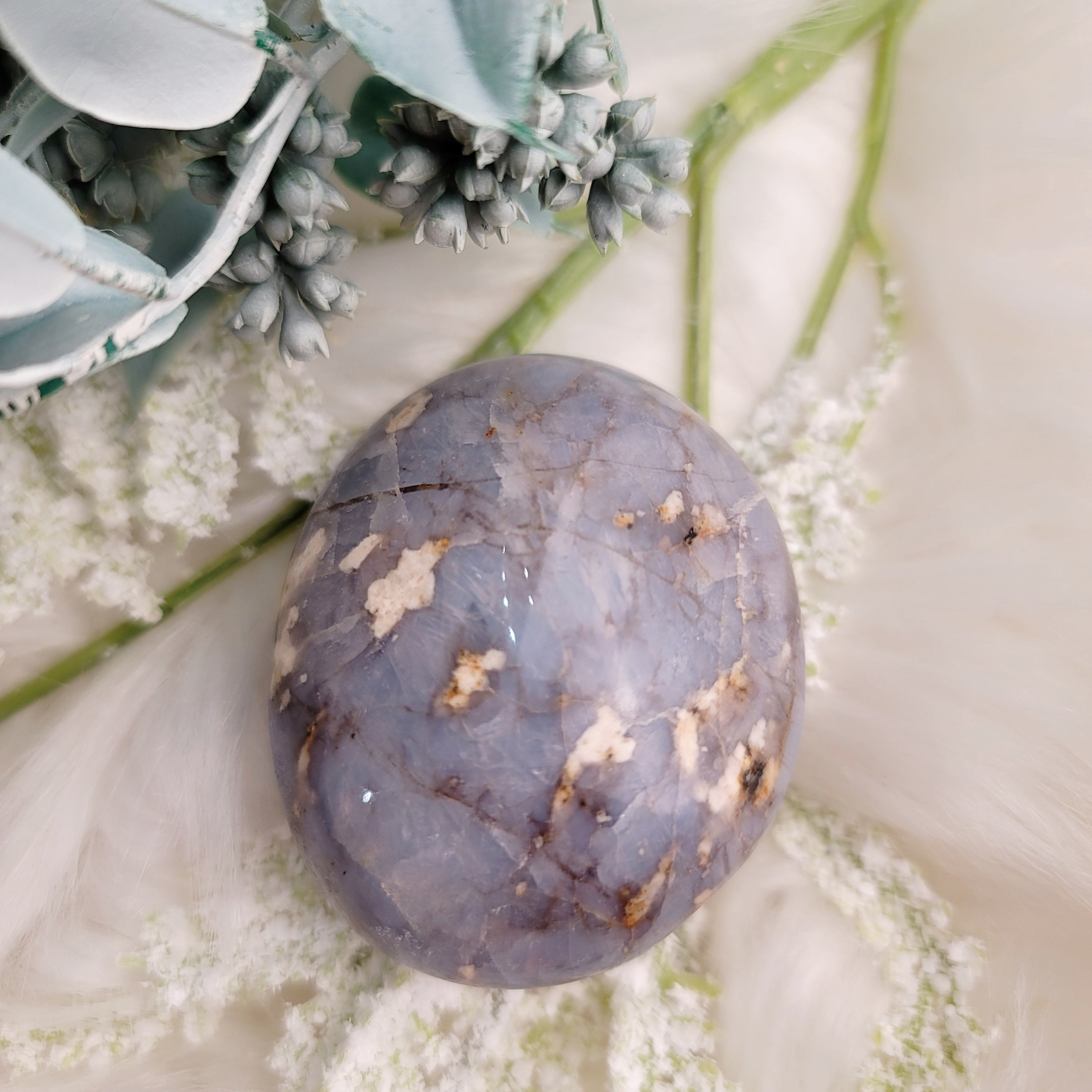Blue Opal Palm Stone for Encouraging Surrender to the Divine Will