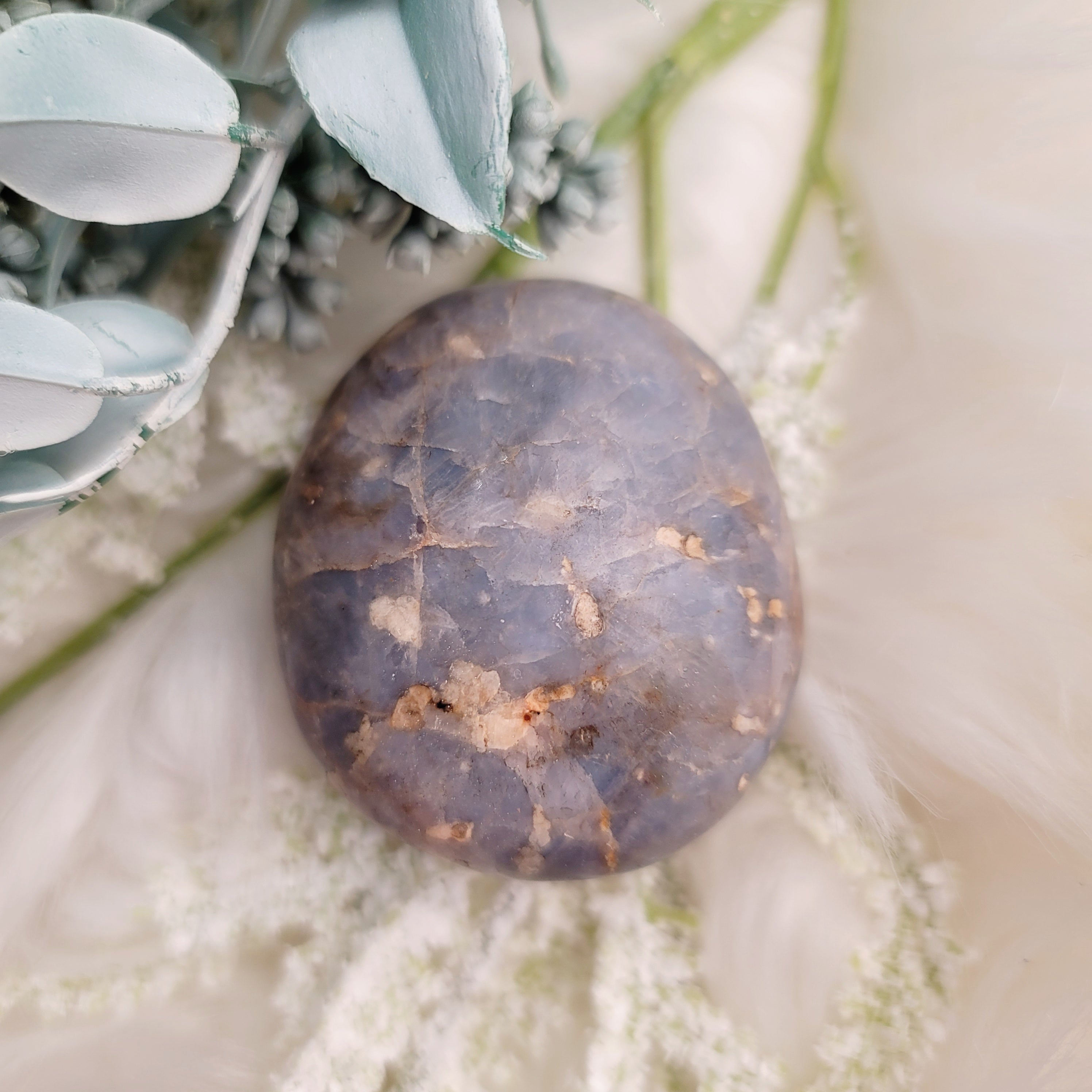 Blue Opal Palm Stone for Encouraging Surrender to the Divine Will