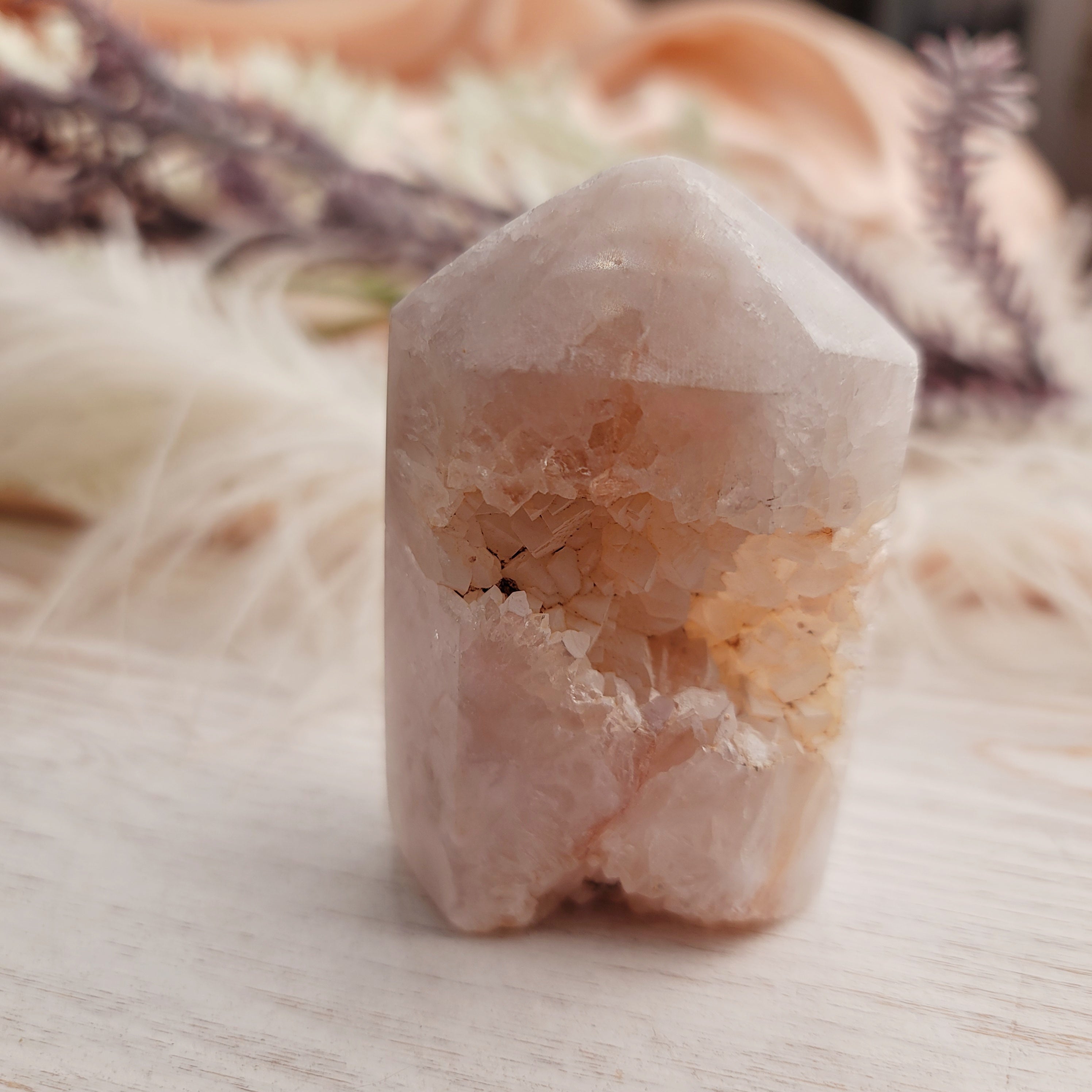 Pink Amethyst Druzy Tower for Intuition & Protection