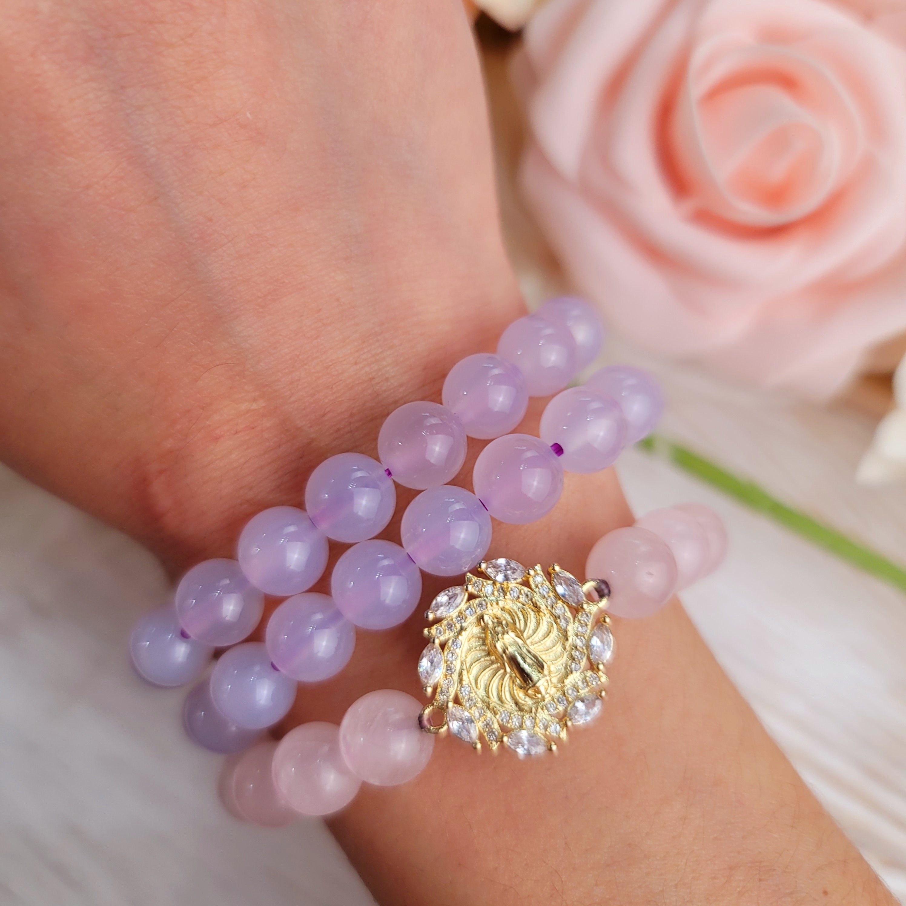 Purple Chalcedony Bracelet for cleansing and purifing your aura