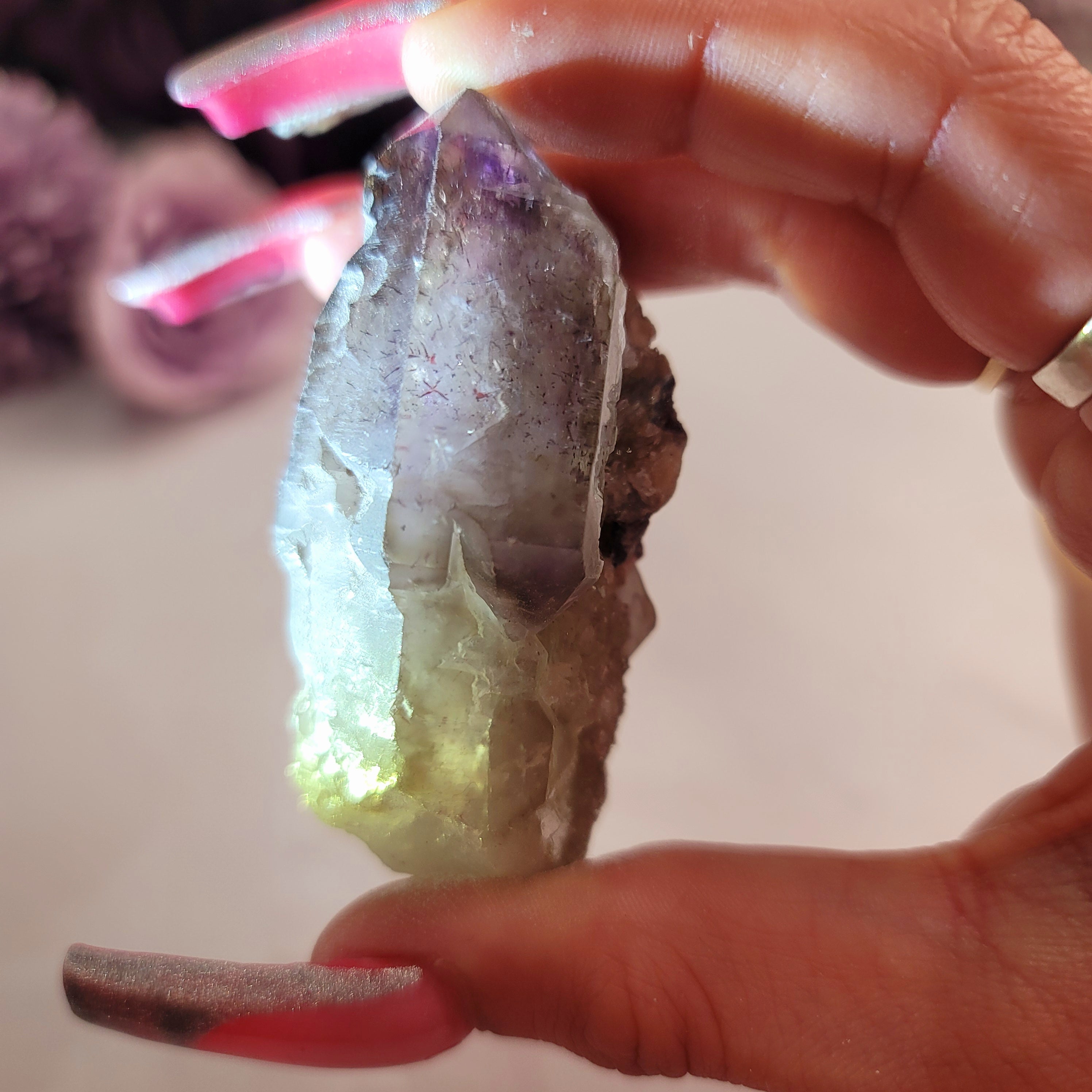 Smokey Amethyst Scepter with Lepidocrocite Inclusions for Intuition, Connection with the Divine and Past Life Recall