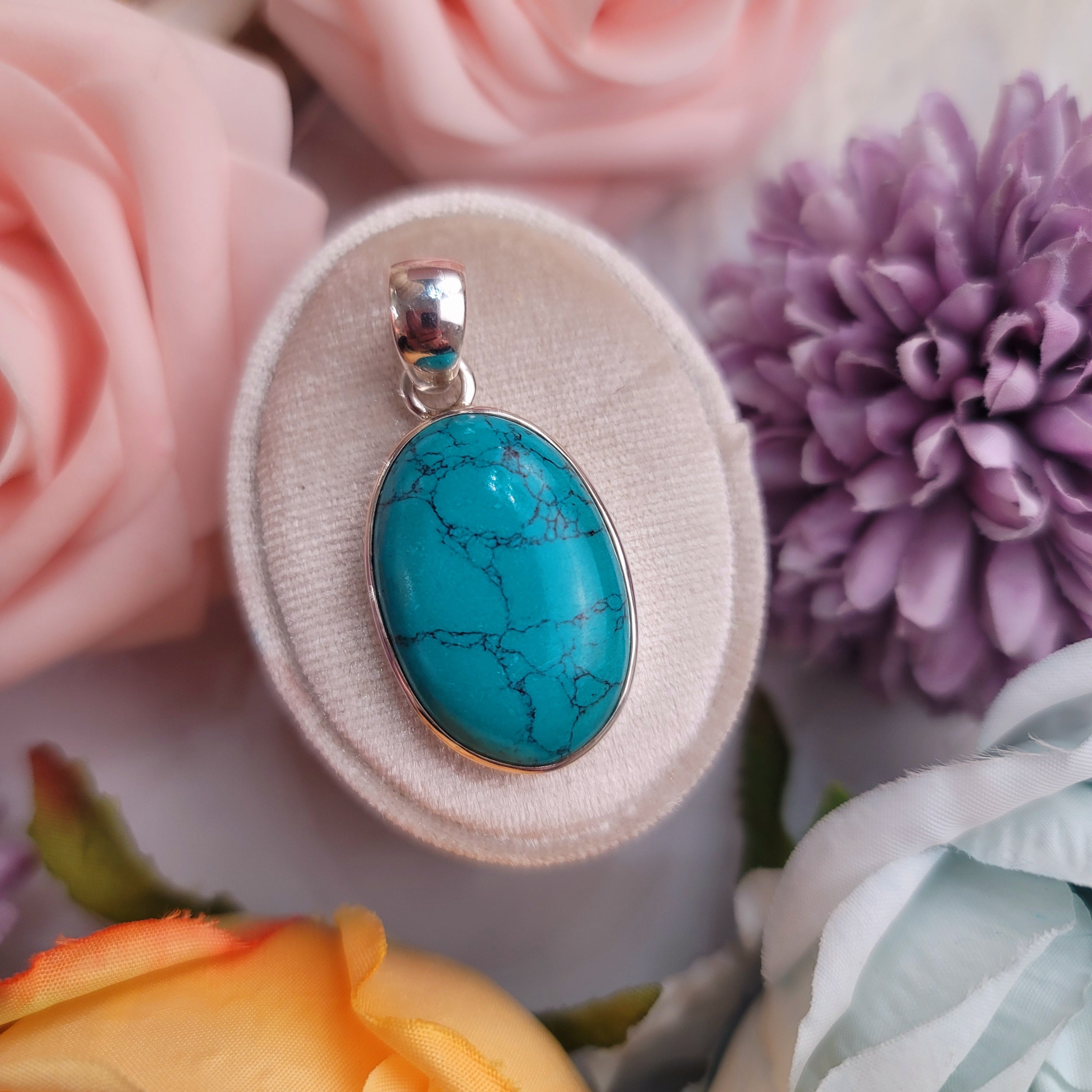 Tibetan Turquoise Pendant for Good Luck, Love, Prosperity and Protection