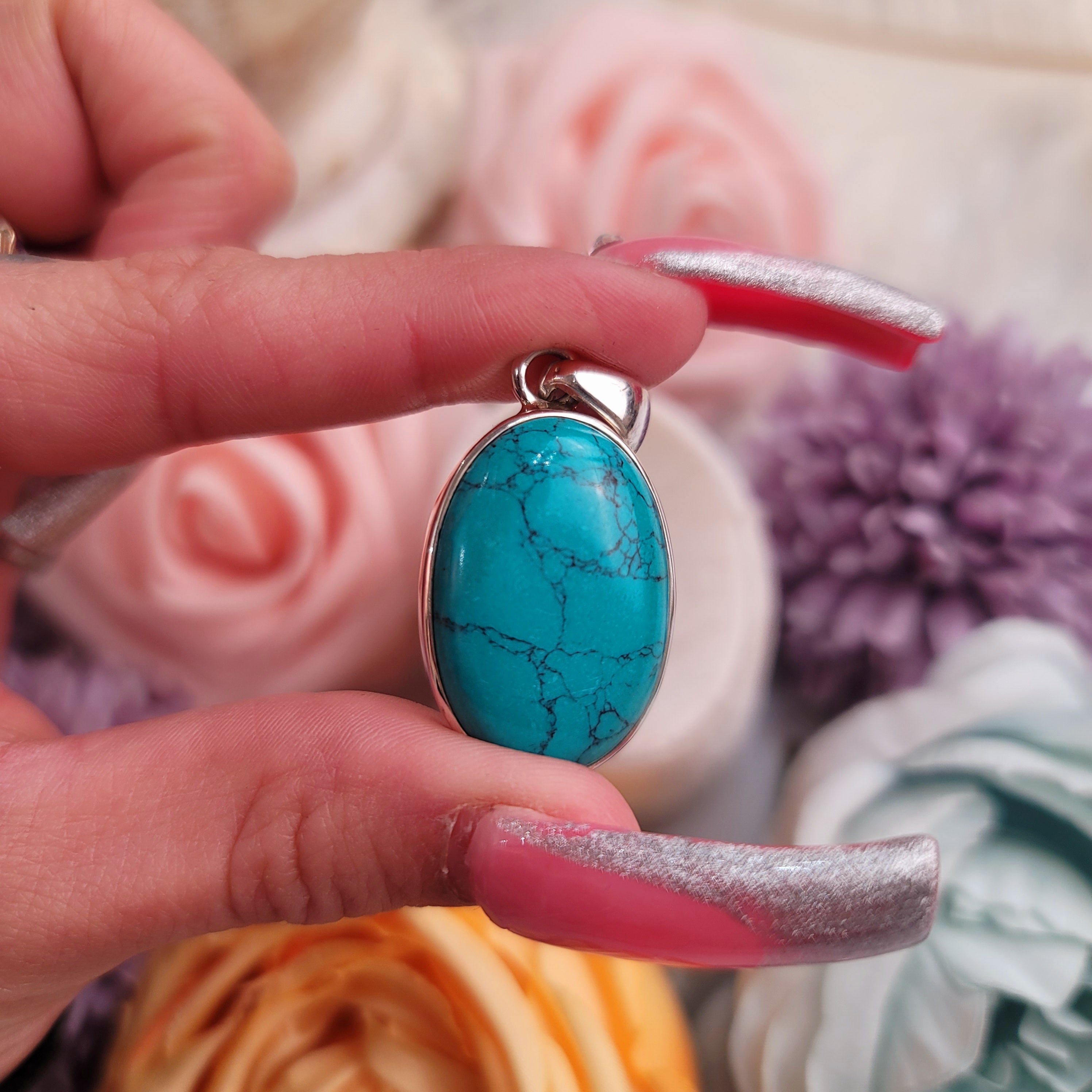 Tibetan Turquoise Pendant for Good Luck, Love, Prosperity and Protection