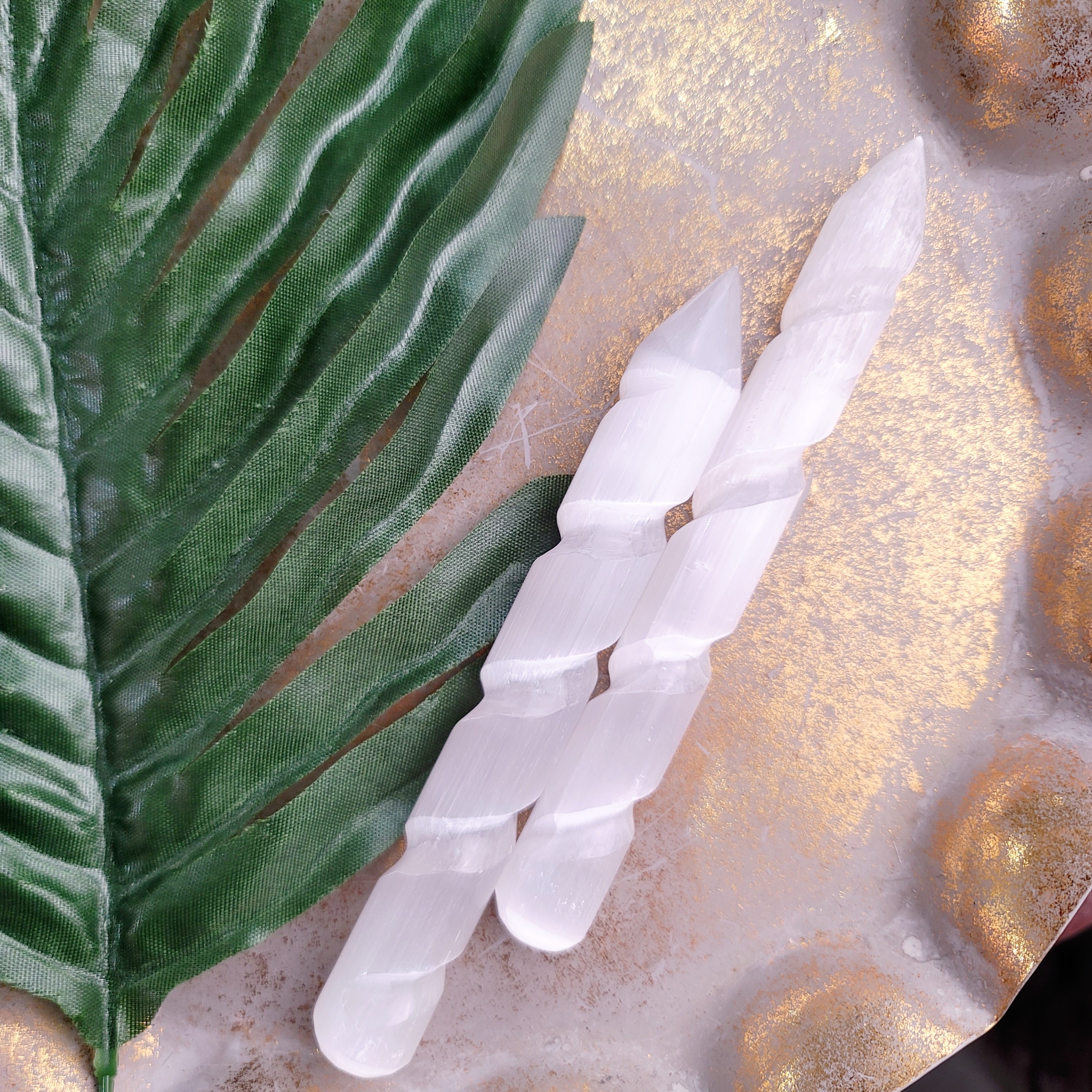 Satin Spar Selenite Wand for Cleansing and Releasing Stuck Energy from your Aura