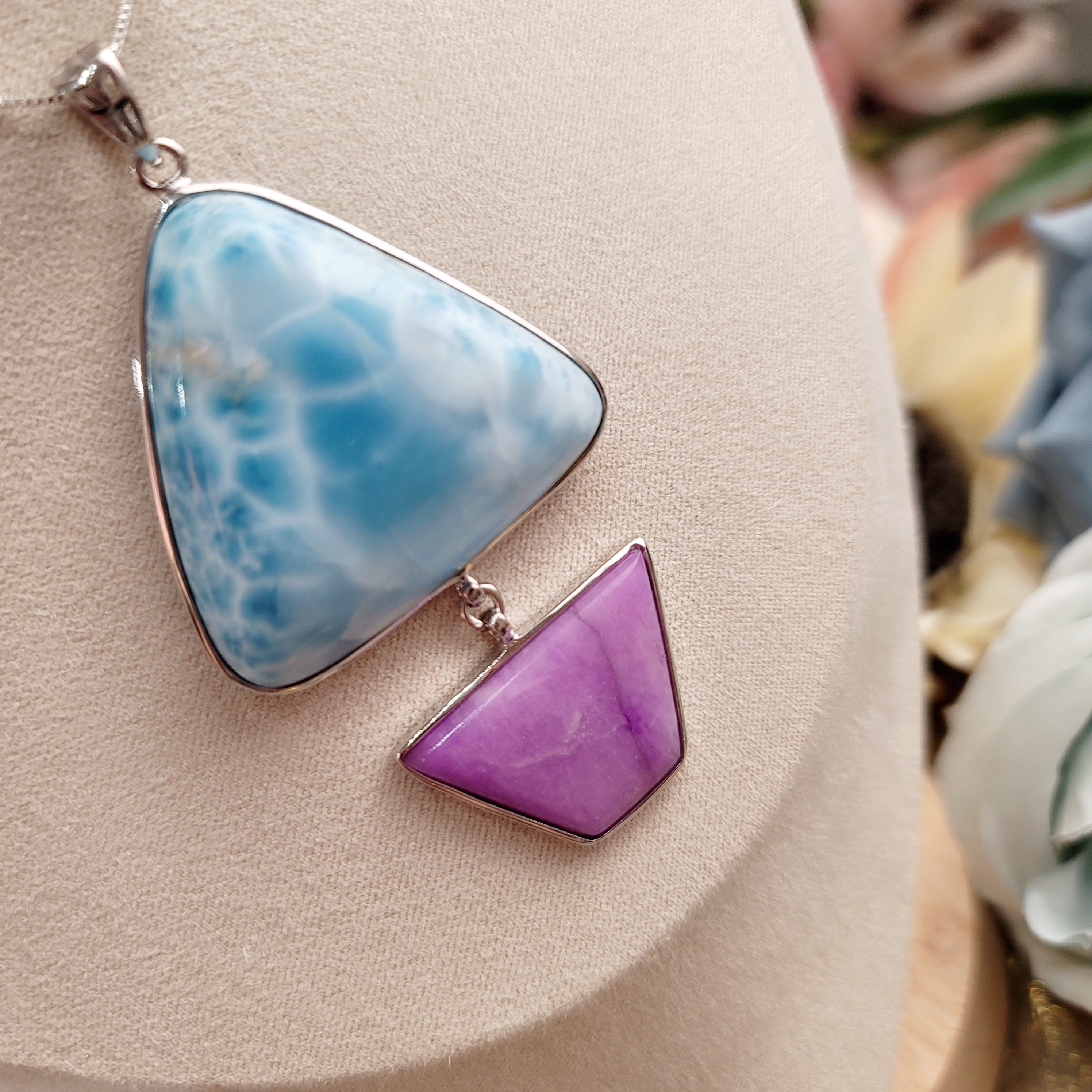 Larimar and Sugilite Necklace for Powerful Healing and Peace