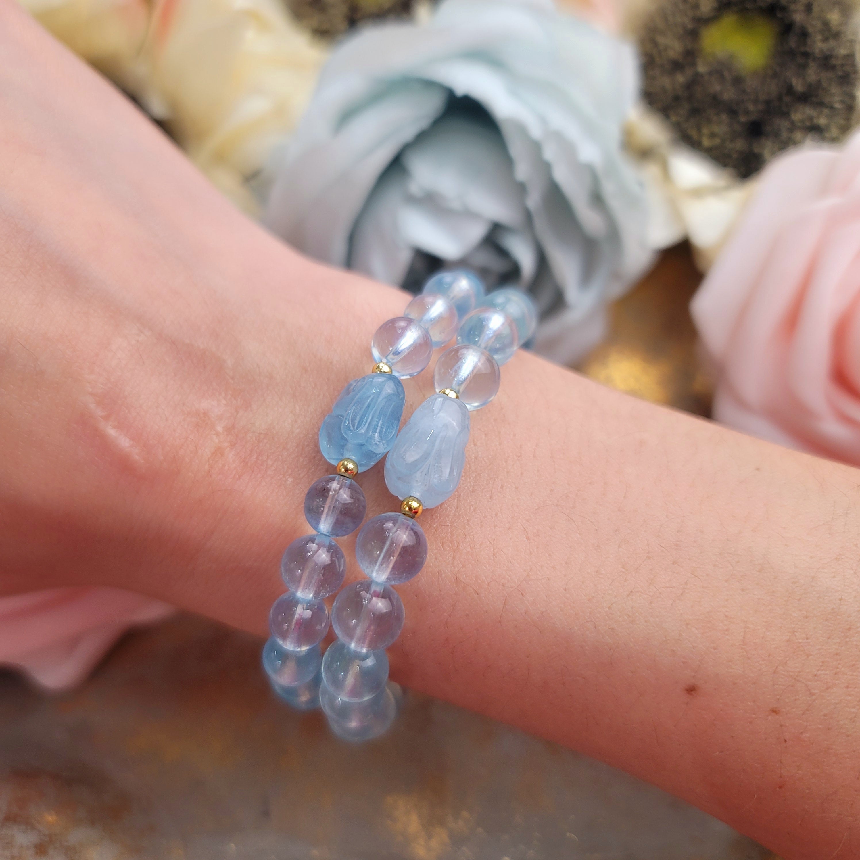 Aquamarine Lucky Bunny Bracelet for Calm Communication