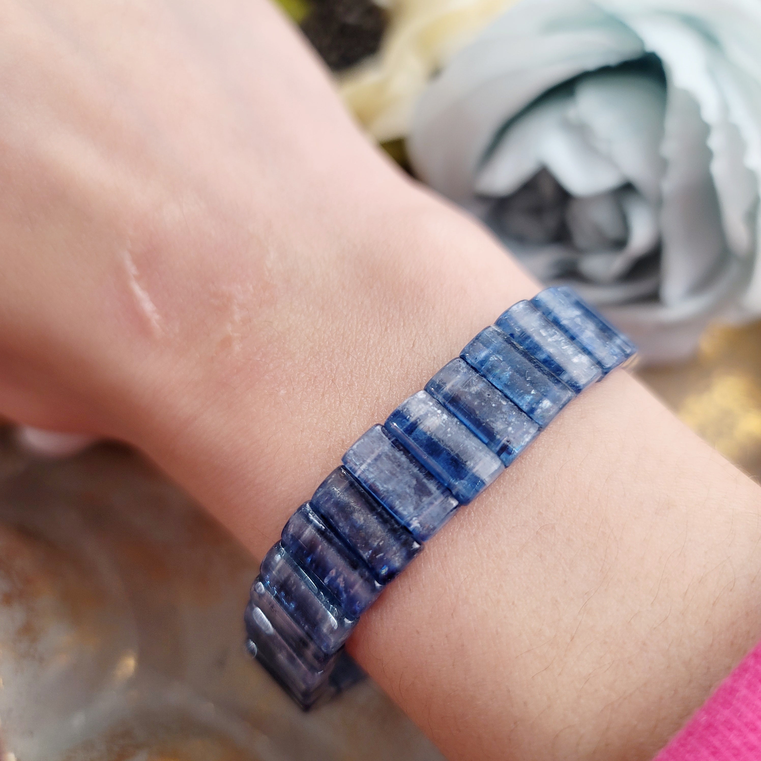 Kyanite Stretchy Bangle Bracelet for Purifying your Body's Energy Fields