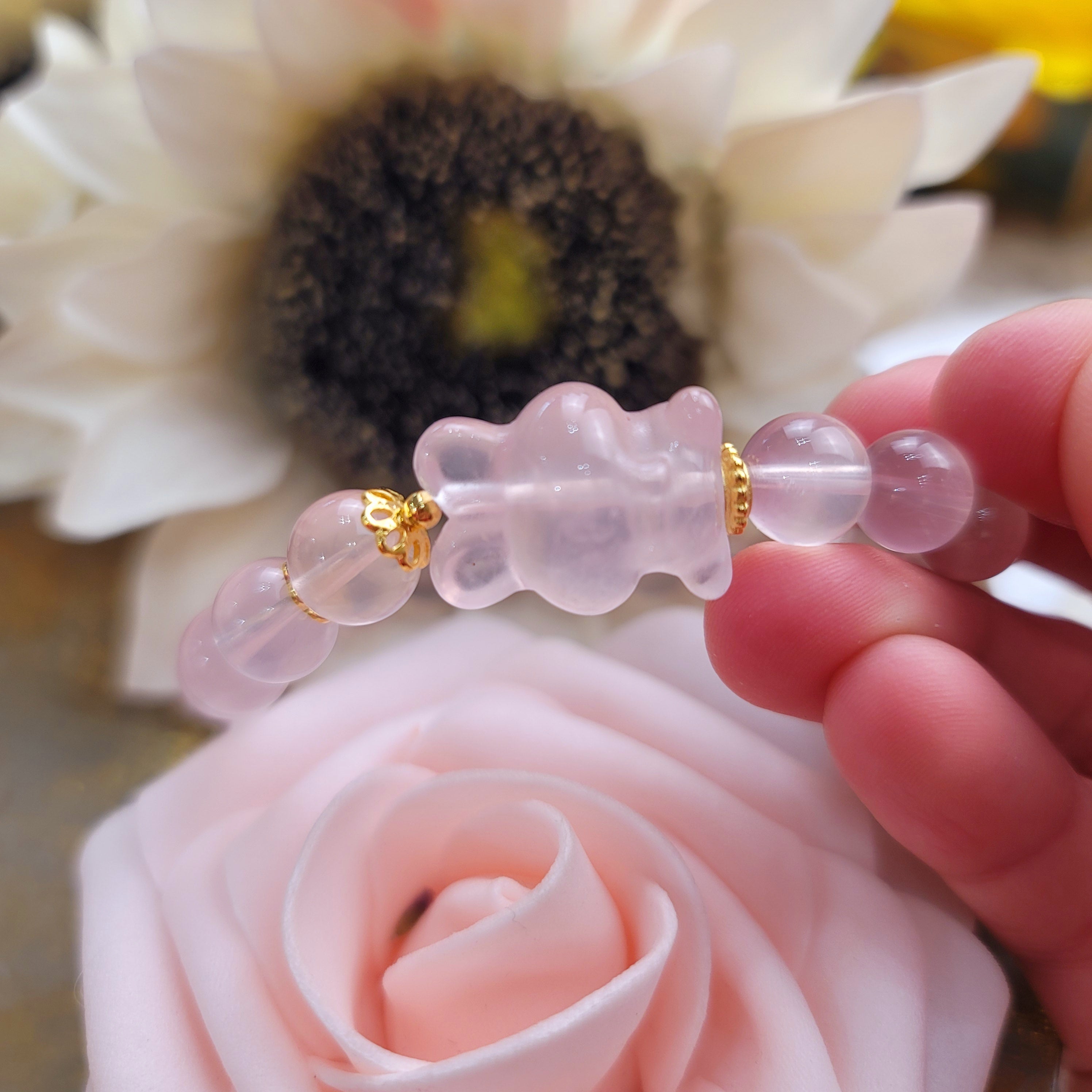 Star Rose Quartz Lucky Bunny Bracelet (AAA Grade) for Empowerment & Self Love