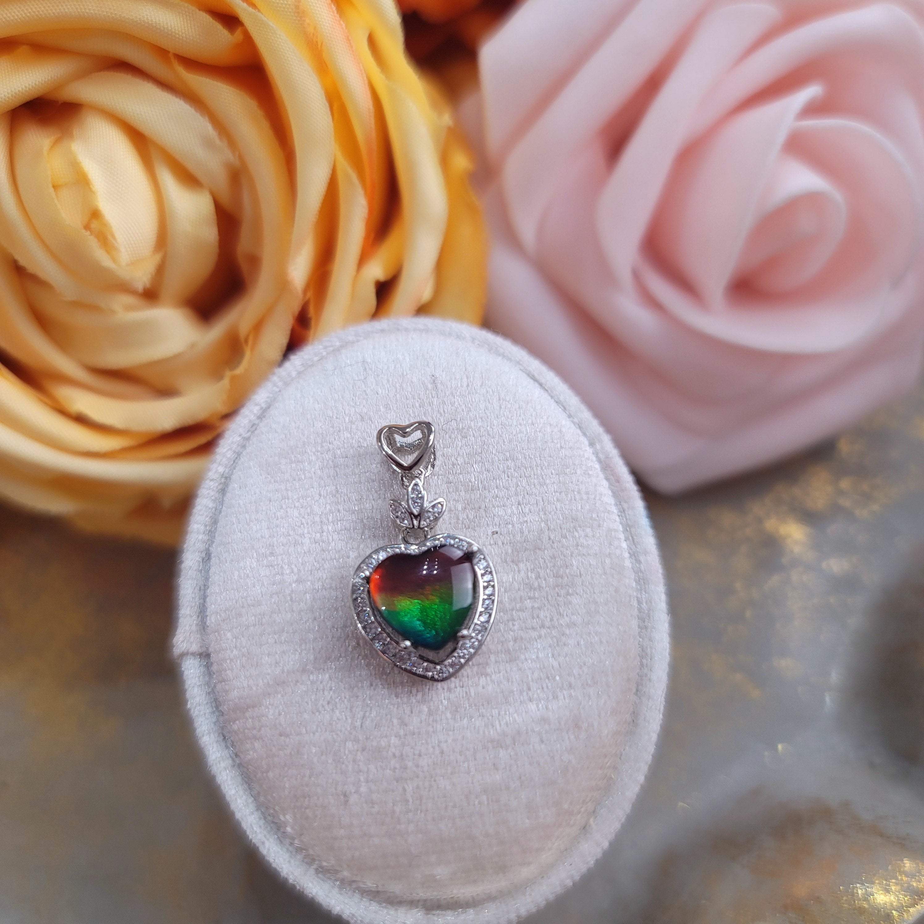 Ammolite Heart Pendant for Good Luck, Health and Wealth