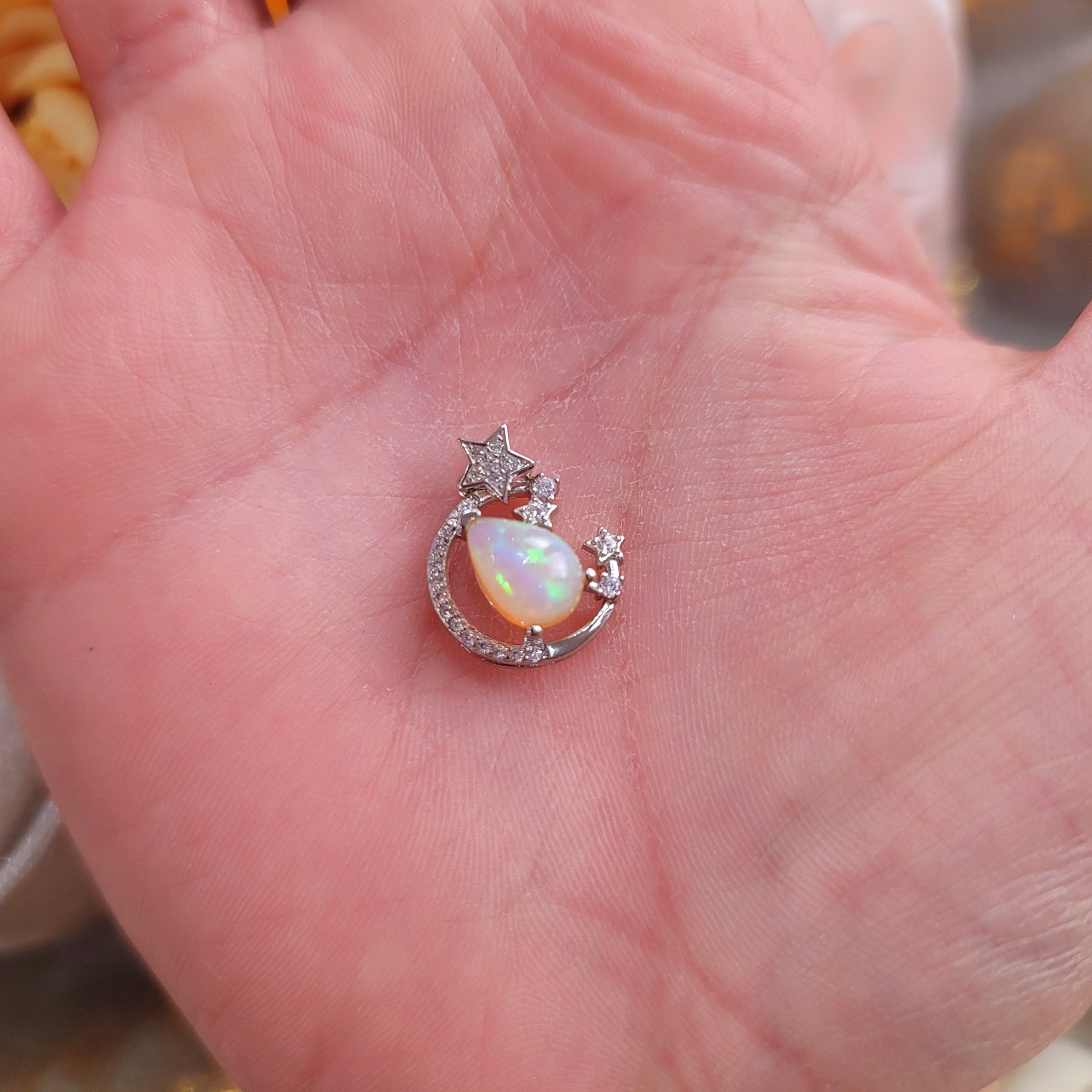 Opal Luna Pendant .925 Silver for Joy and Transformation