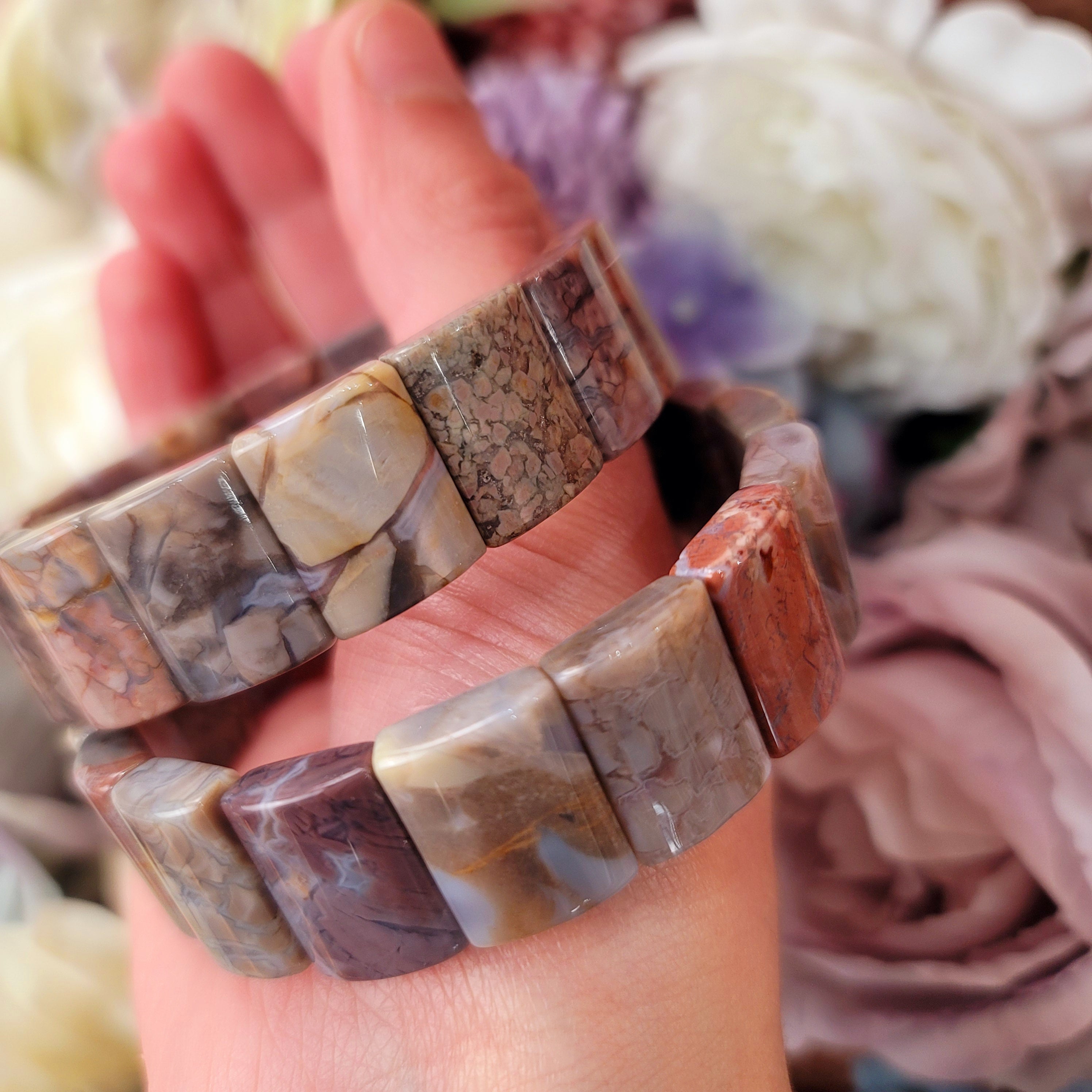 Crackle Alashan Agate Bangle Bracelet (High Quality) for Chasing your Dreams, Enhanced Memory, Protection & Stress Relief