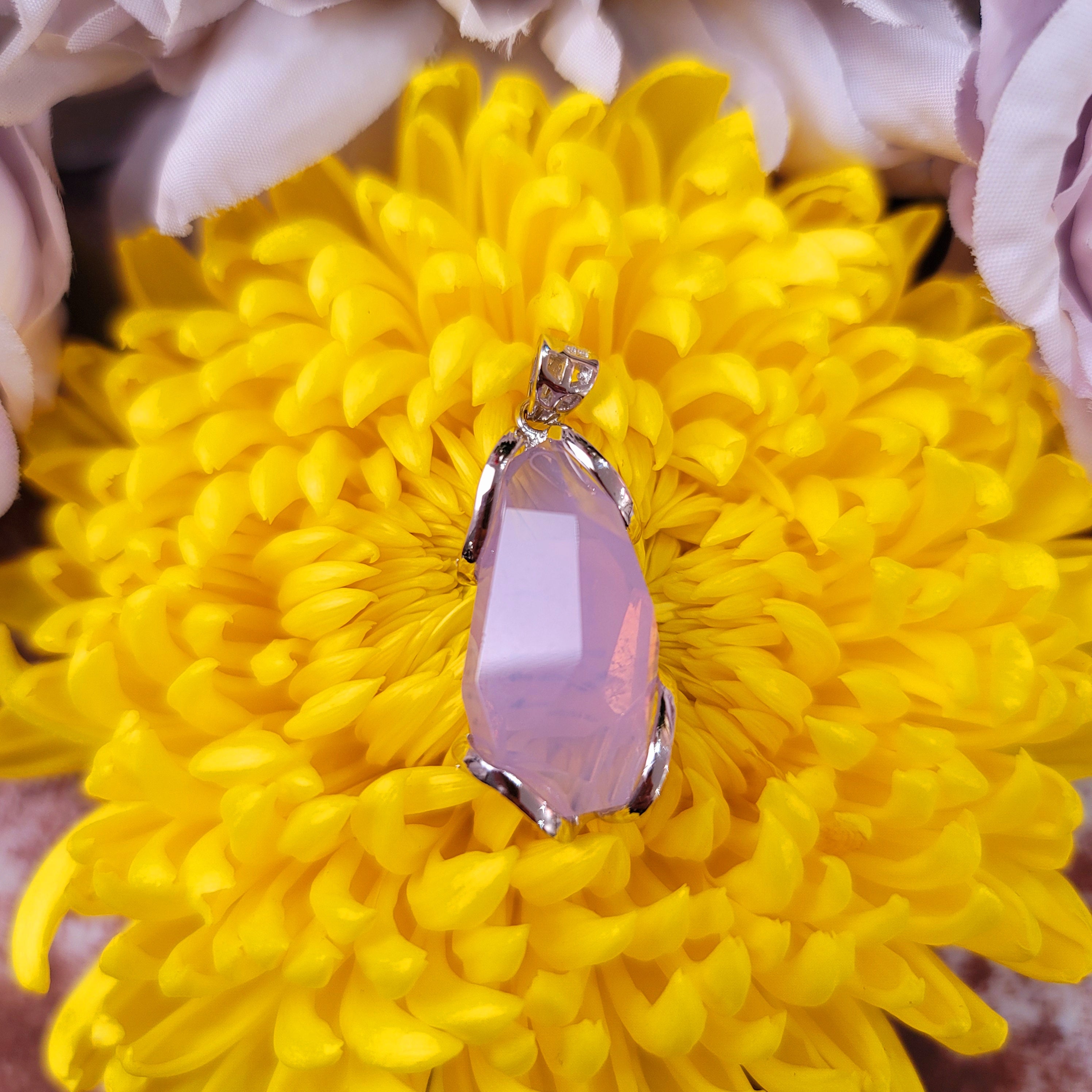 Amethyst "Lavender Moon Quartz" Goddess Pendant .925 Silver for Intuition and Guidance