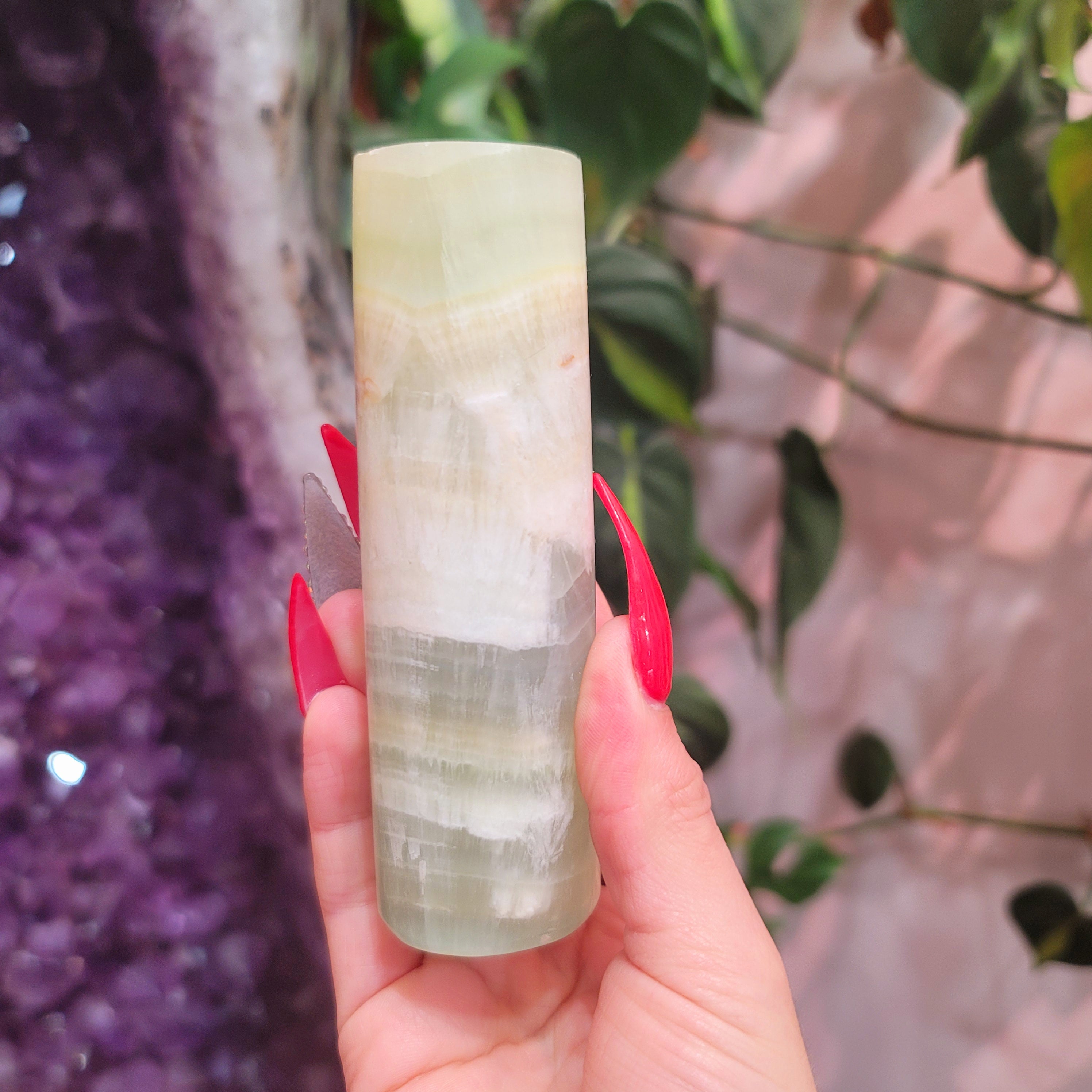Pistachio Calcite Harmonizer for Joy and Emotional Support through Transitions