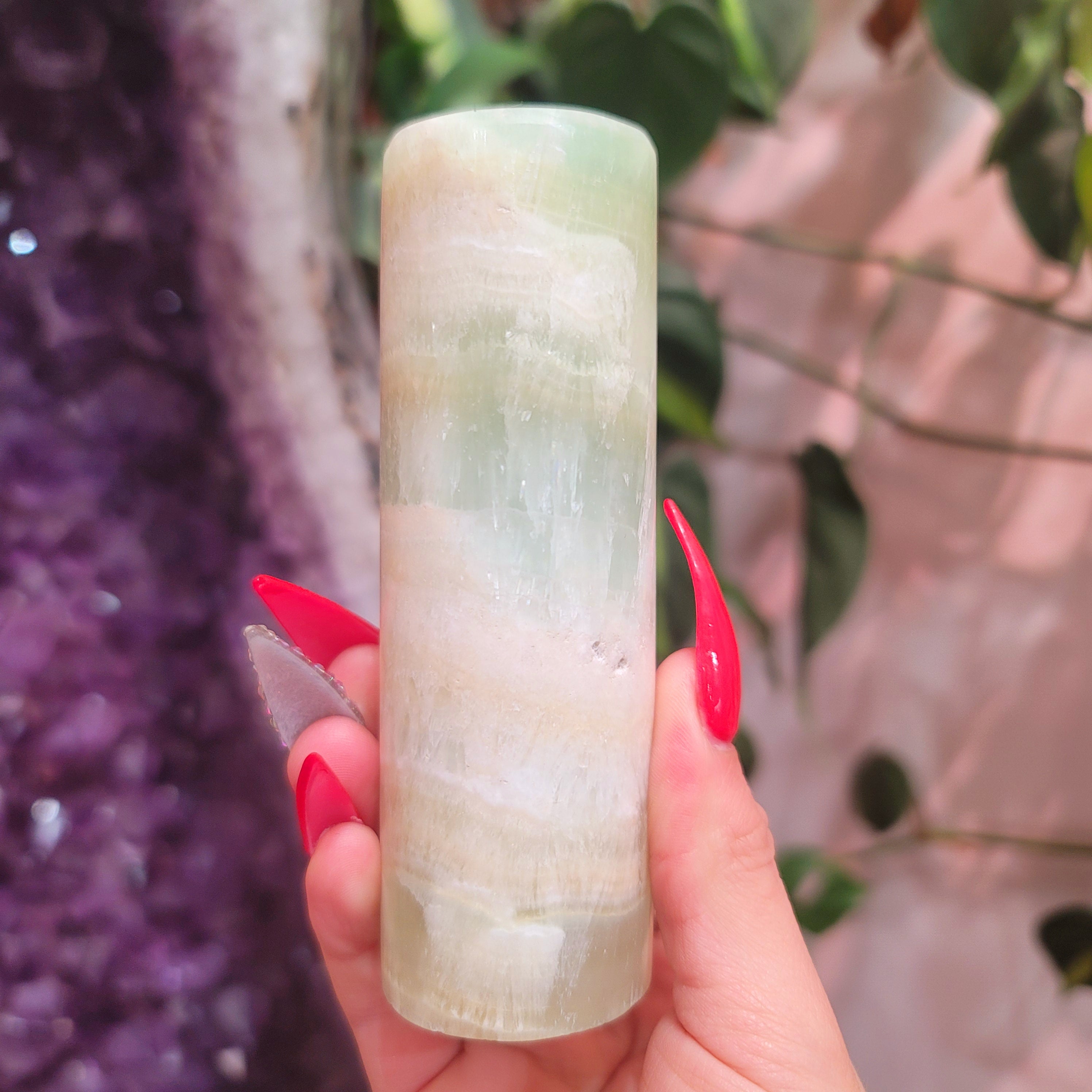 Pistachio Calcite Harmonizer for Joy and Emotional Support through Transitions