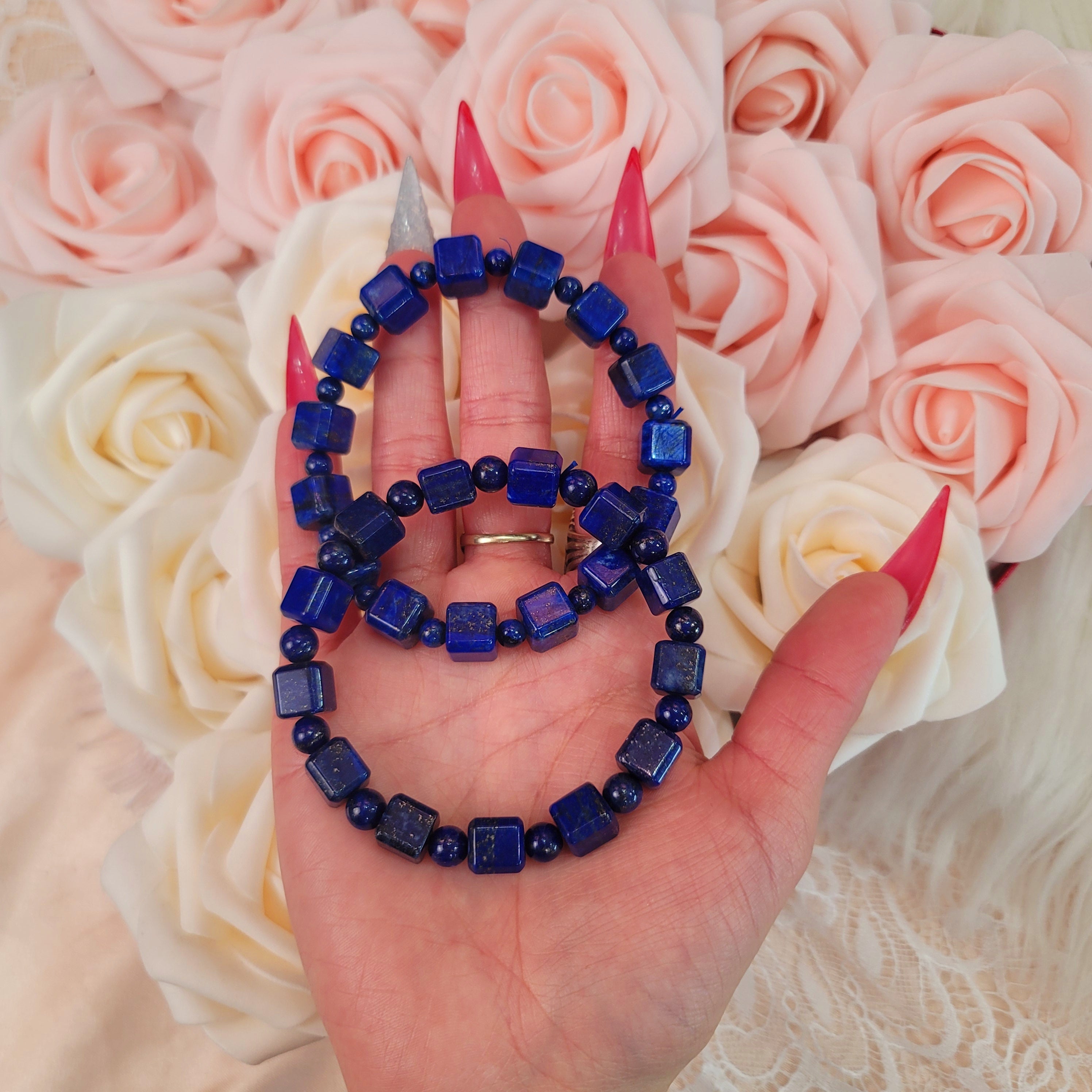 Lapis Lazuli Cube Bracelet for Confidence, Intuition and Power