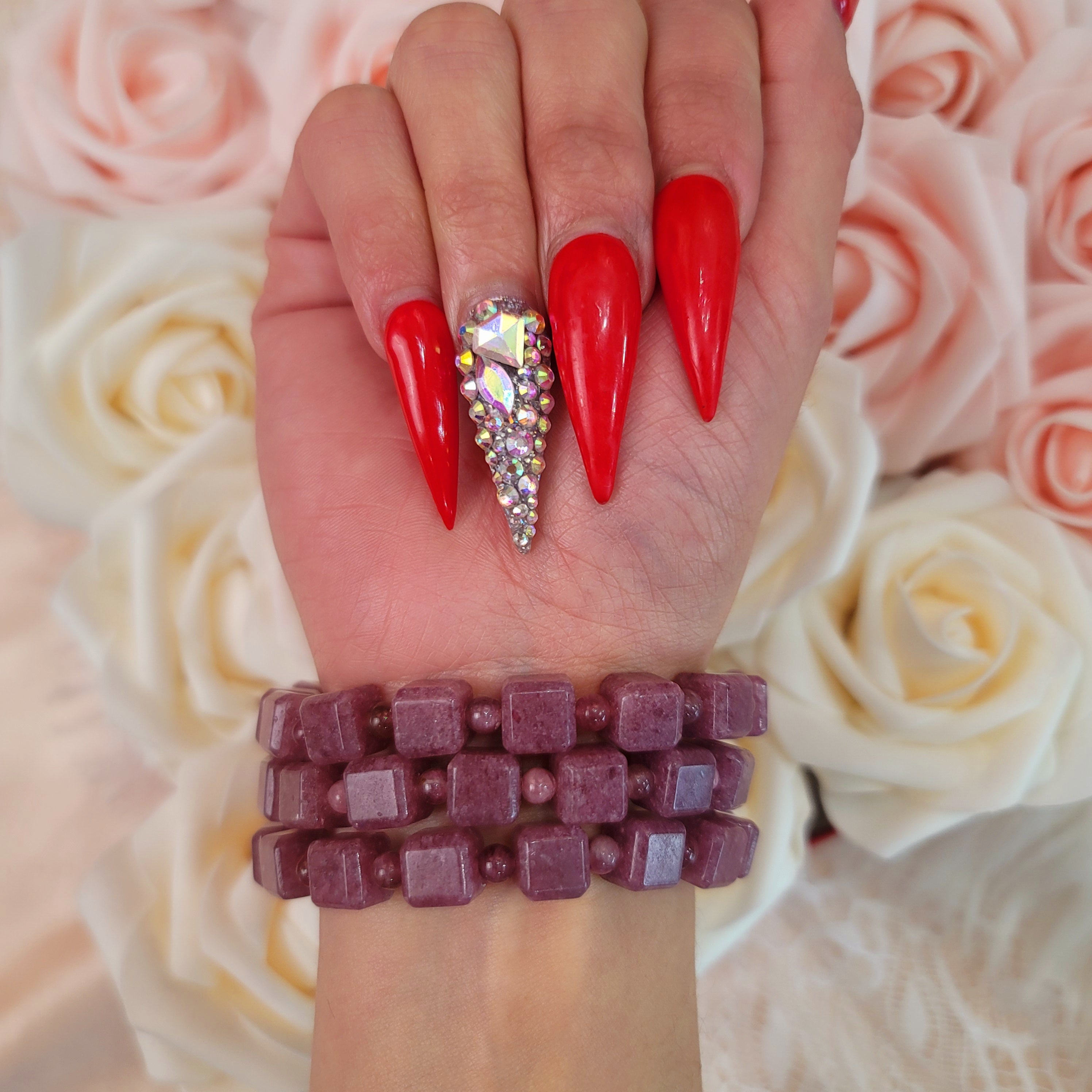 Red Tourmaline Cube Bracelet for Inspiration and Passion