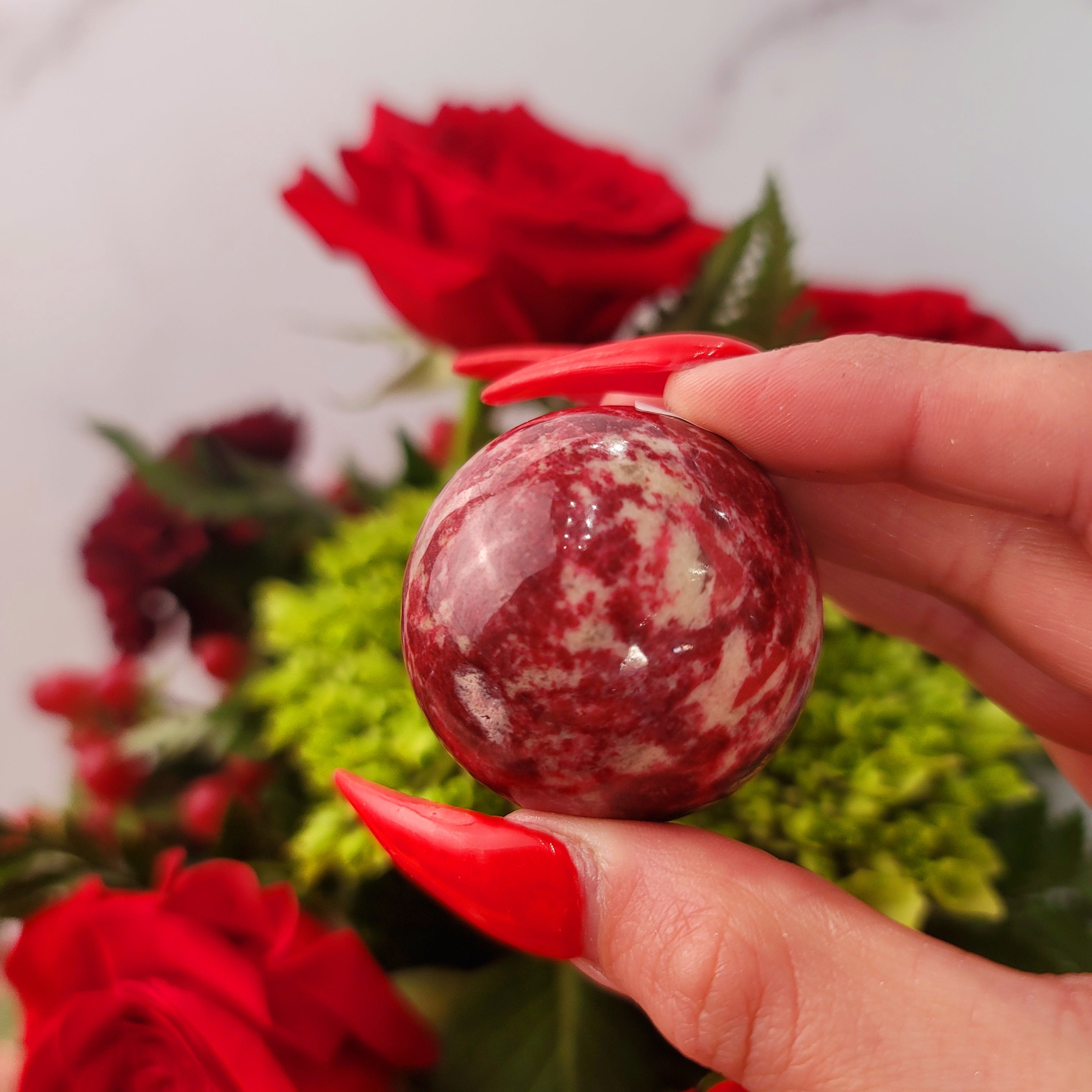 Thulite Sphere for Attraction and Romance