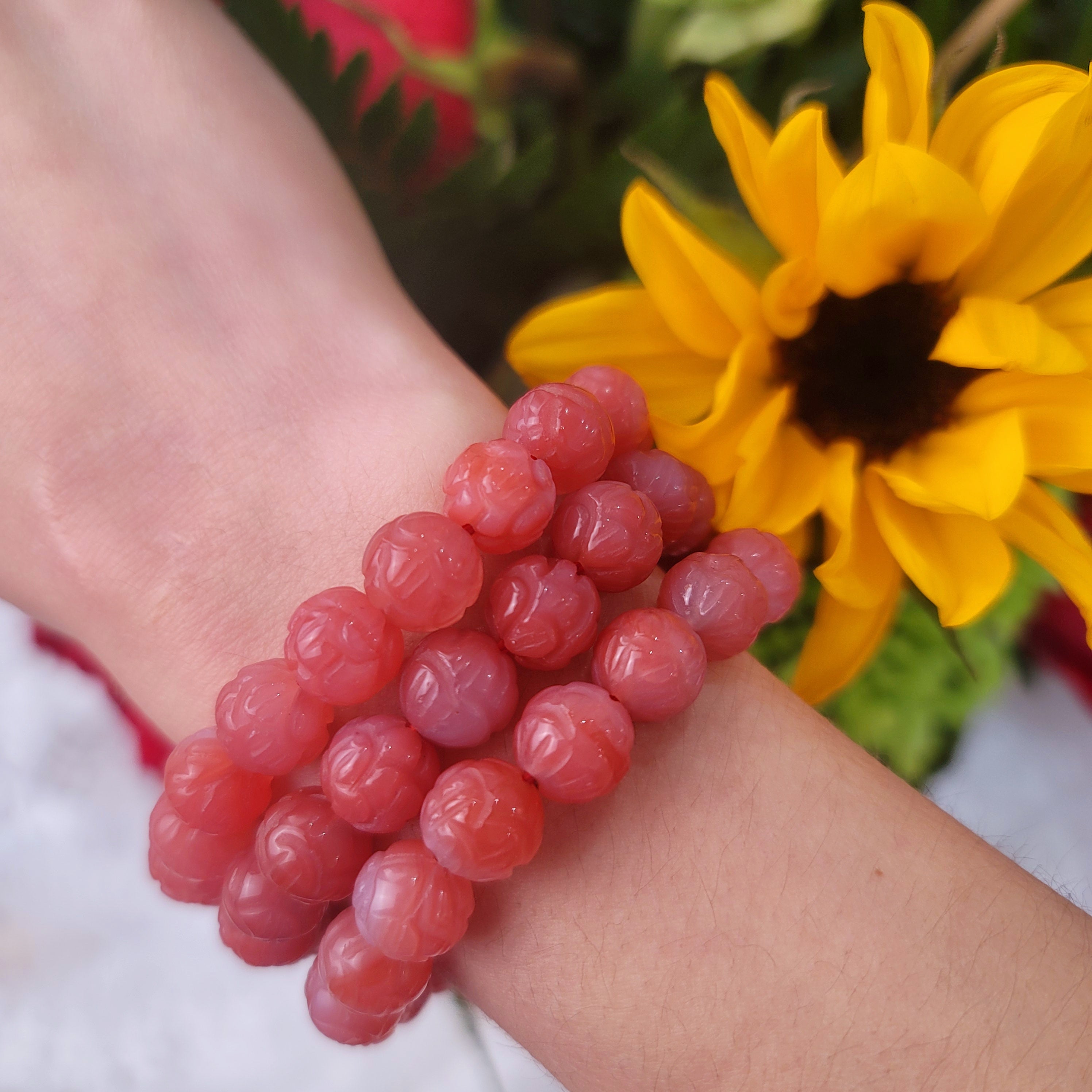 Yanyuan Agate Lotus Bracelet for Achieving Goals, Confidence and Health