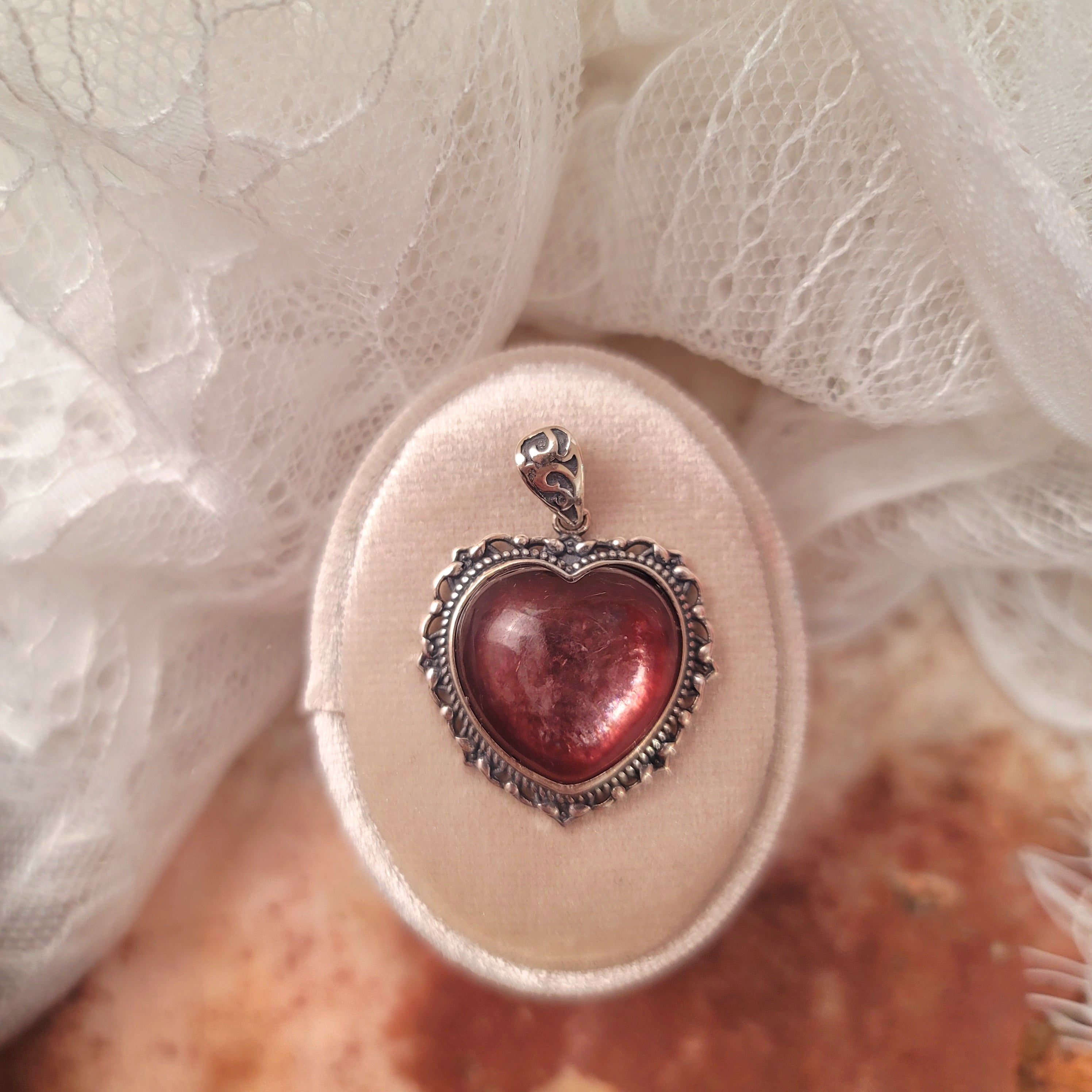 Gem Lepidolite Heart Pendant for Anxiety Support, Joy and Stress Relief