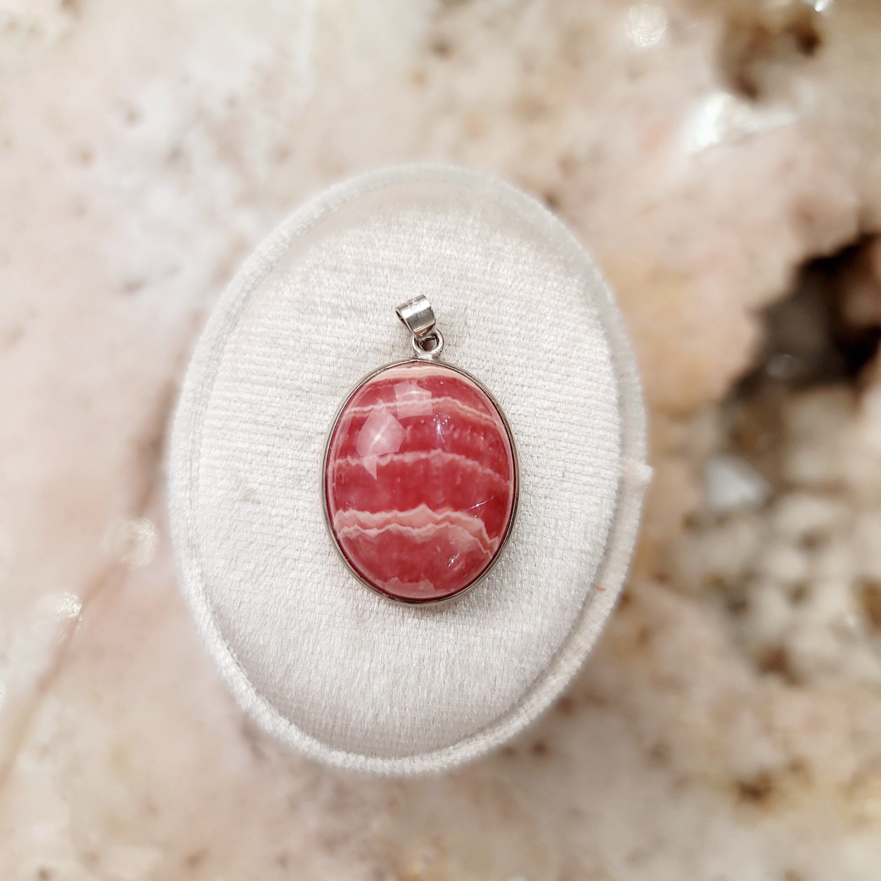 Rhodochrosite Pendant for Emotional and Trauma Healing