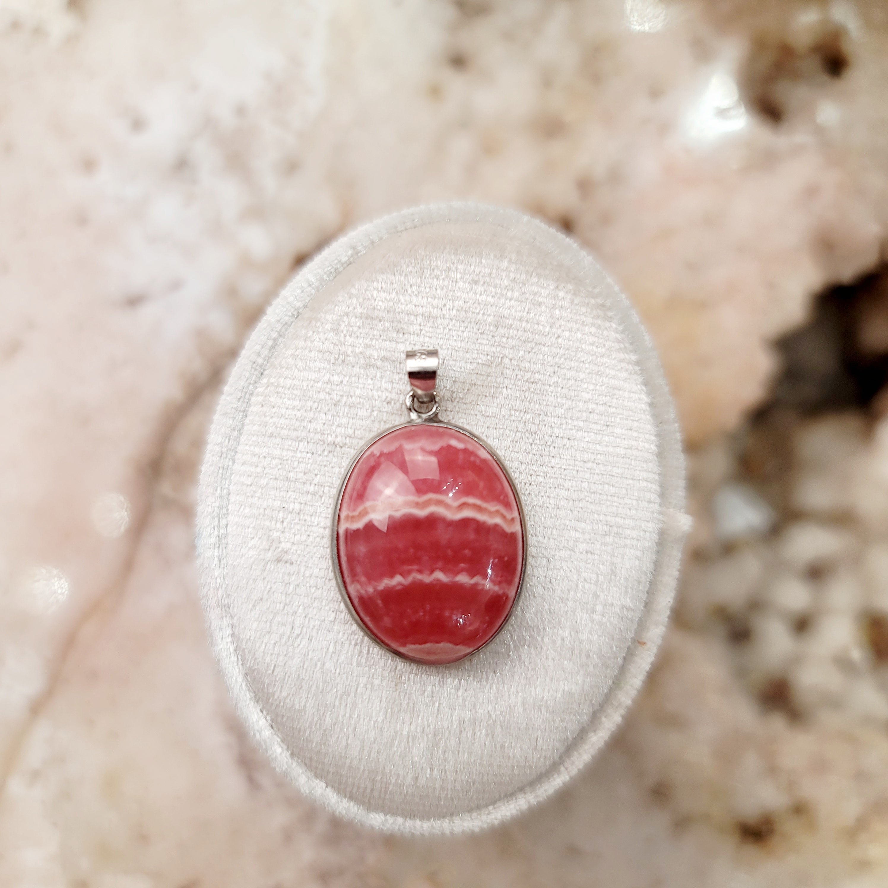 Rhodochrosite Pendant for Emotional and Trauma Healing