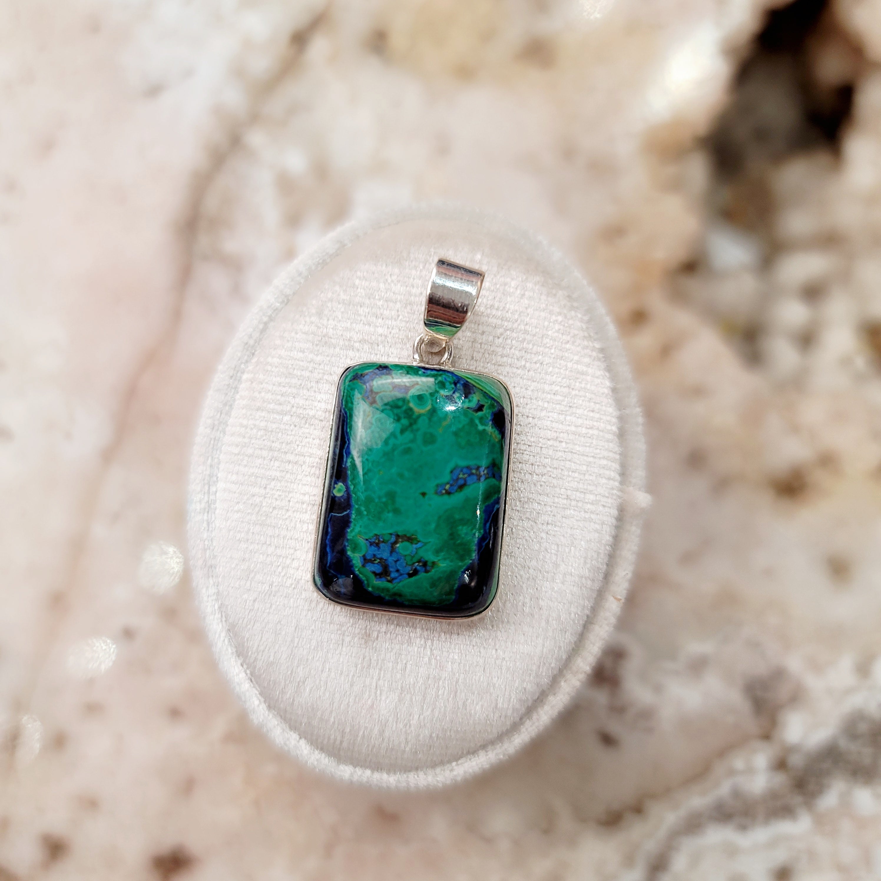 Azurite with Malachite Pendant for Embracing Divine Feminine Power and Healing