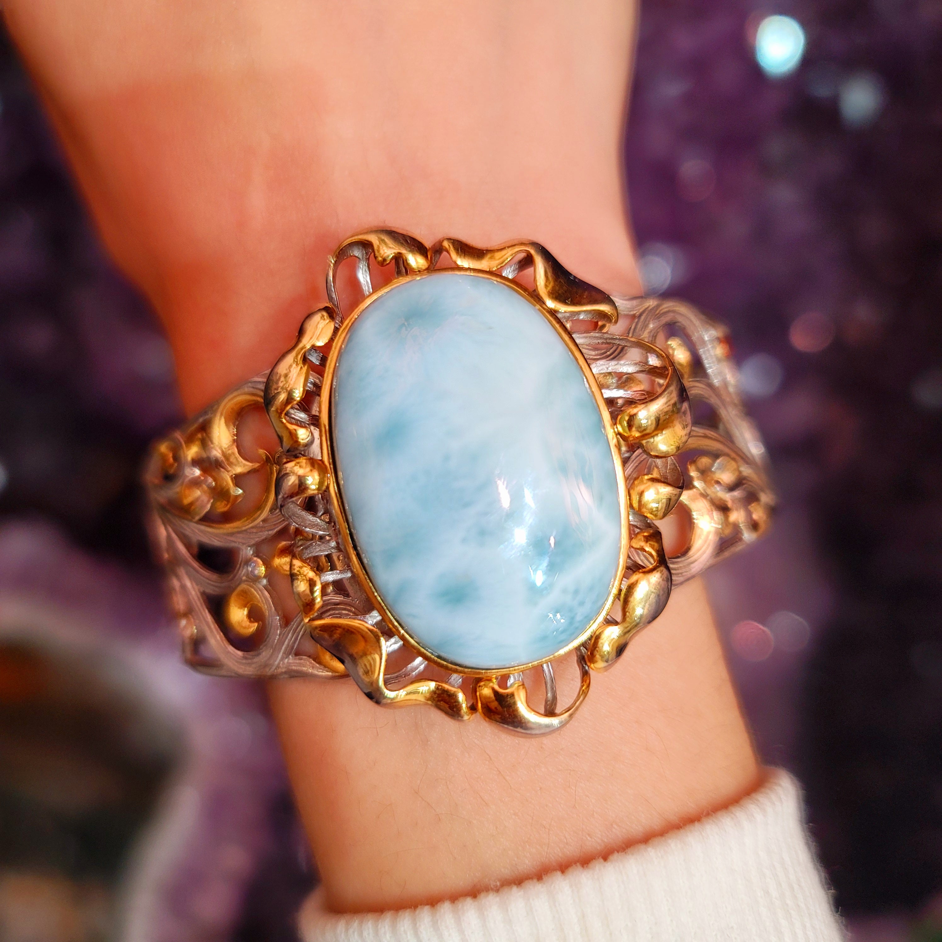 Larimar Enchanted Bracelet Cuff for Peace and Tranquility