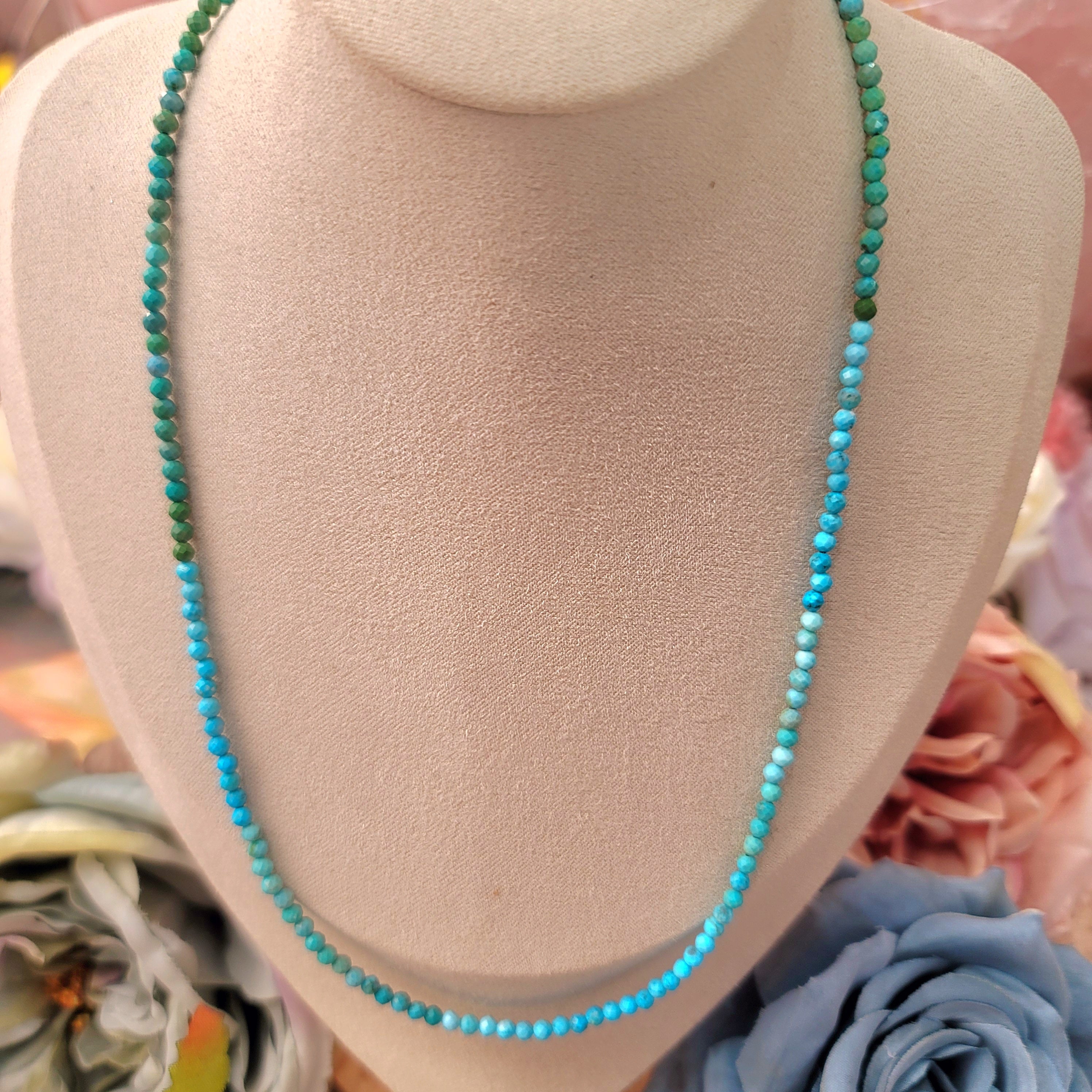 Turquoise Micro Faceted necklace for Good Luck, Love, Prosperity and Protection
