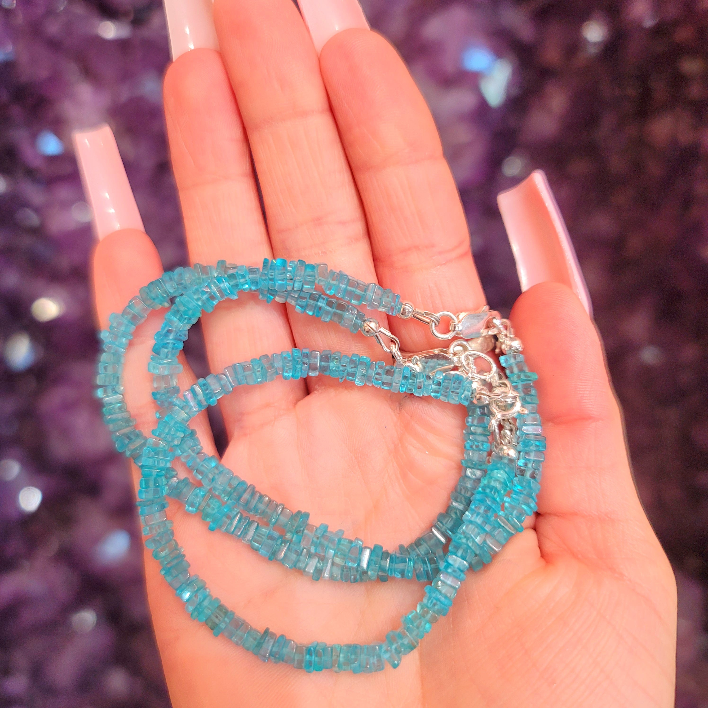 Pariaba Blue Apatite Square Bracelet for Confidence, Intuition and Power