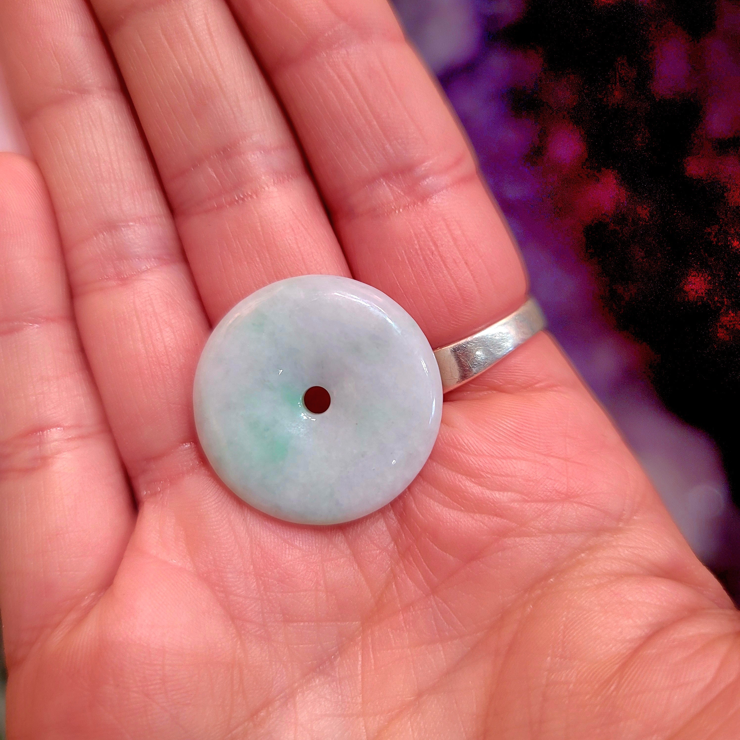 Jade Donut Sphere Stand/Pendant for Protection and Luck