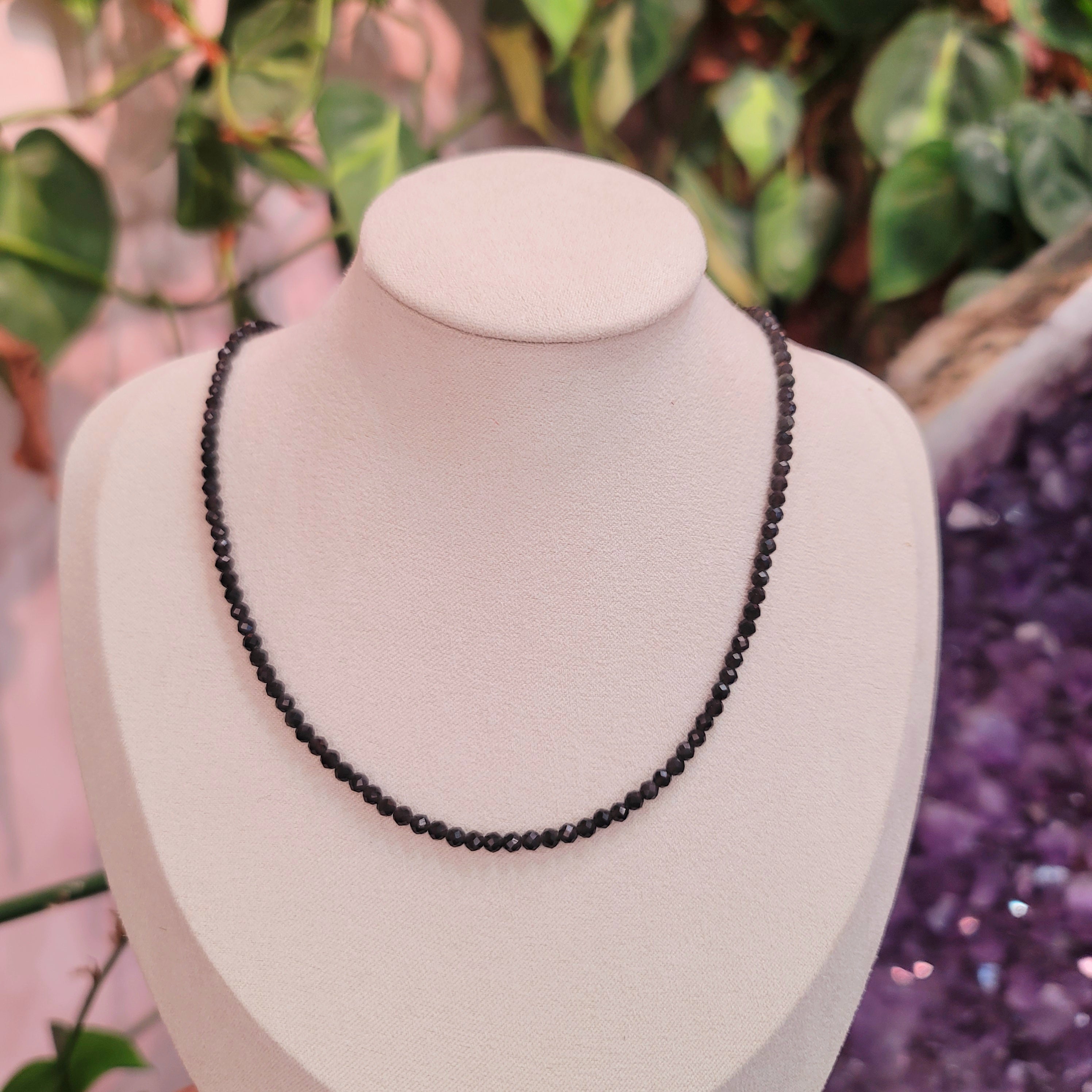 Black Moonstone Faceted Necklace for New Beginnings and Protection