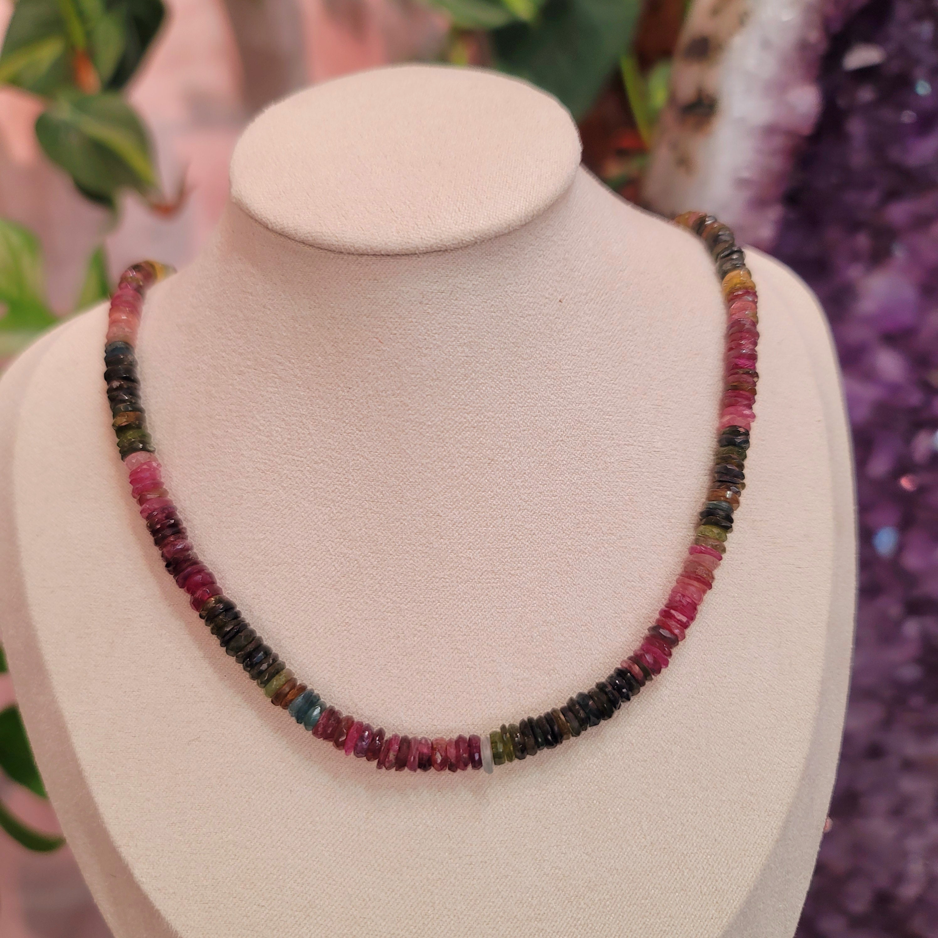 Watermelon Tourmaline Faceted Necklace for Profound Heart Healing