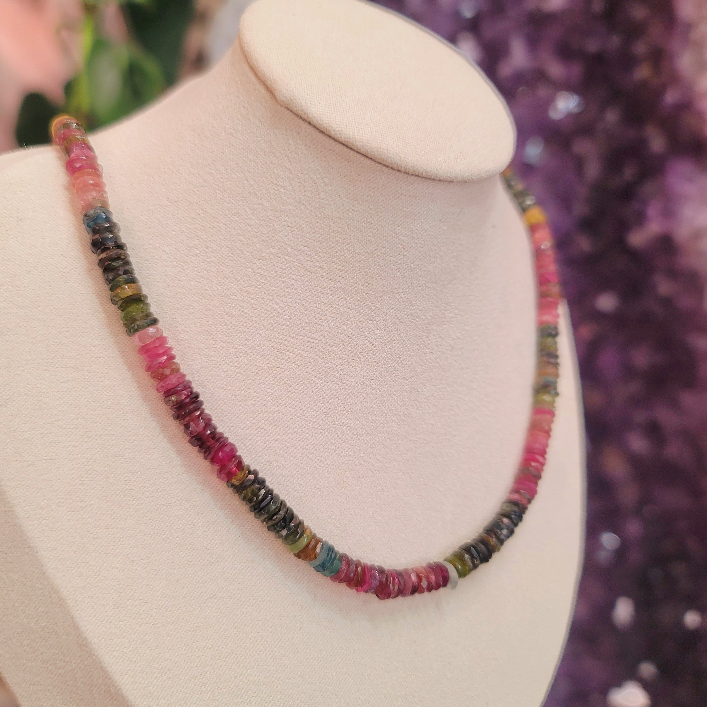 Watermelon Tourmaline Faceted Necklace for Profound Heart Healing