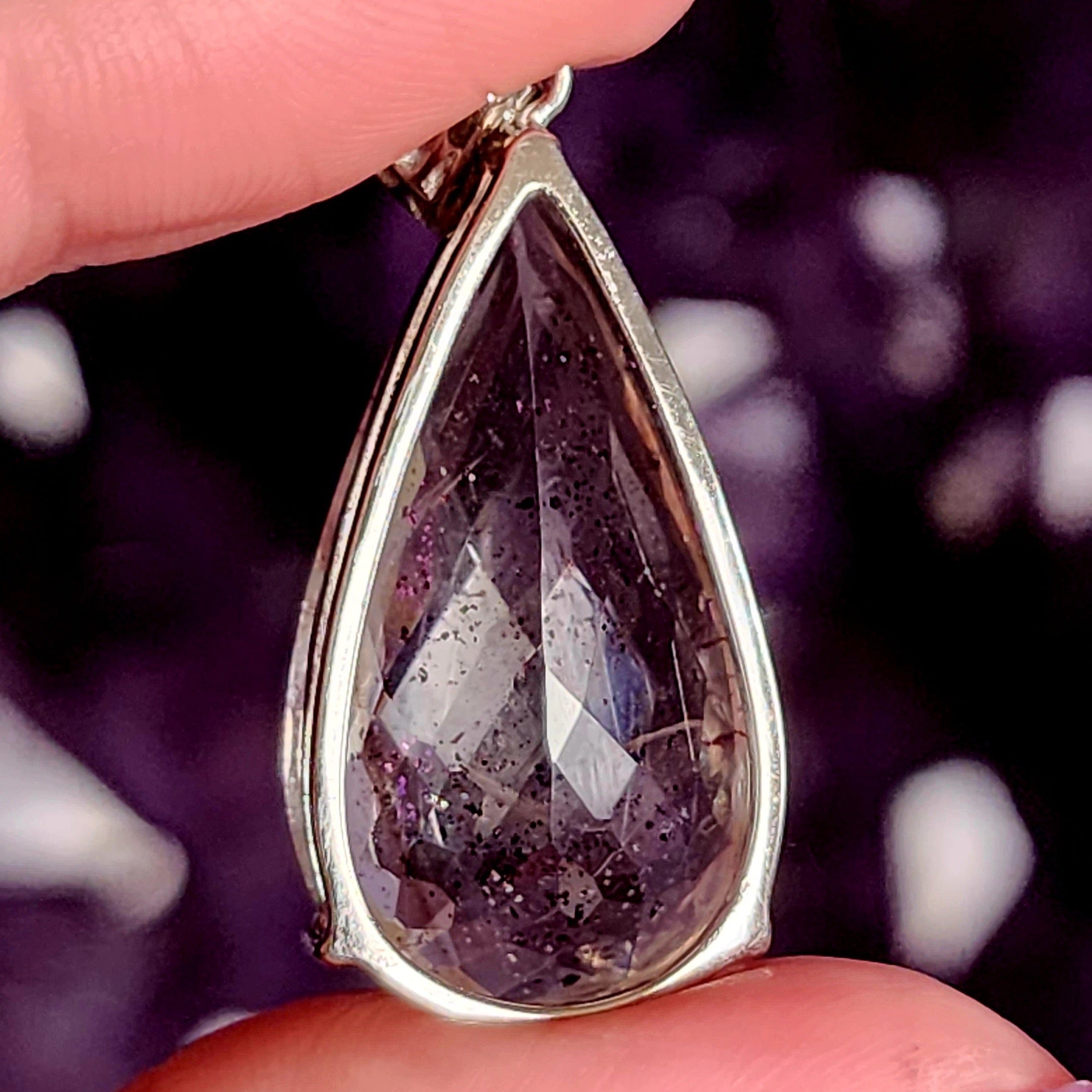 Pink Fire Covellite in Quartz .925 Silver Pendant for Spiritual Evolution and Energy Flow