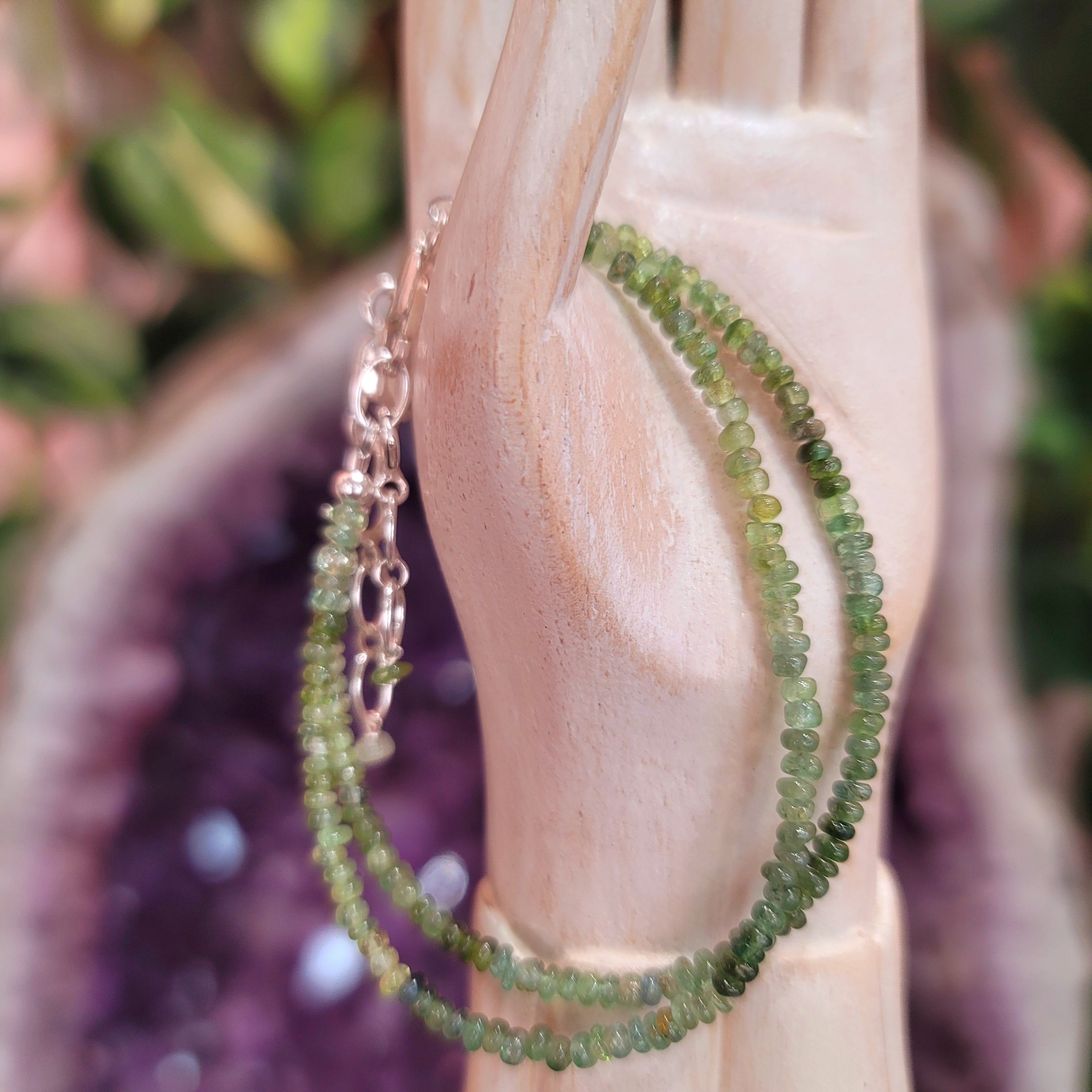 Green Tourmaline Micro Bracelet for Enhancing the Flow of Energy