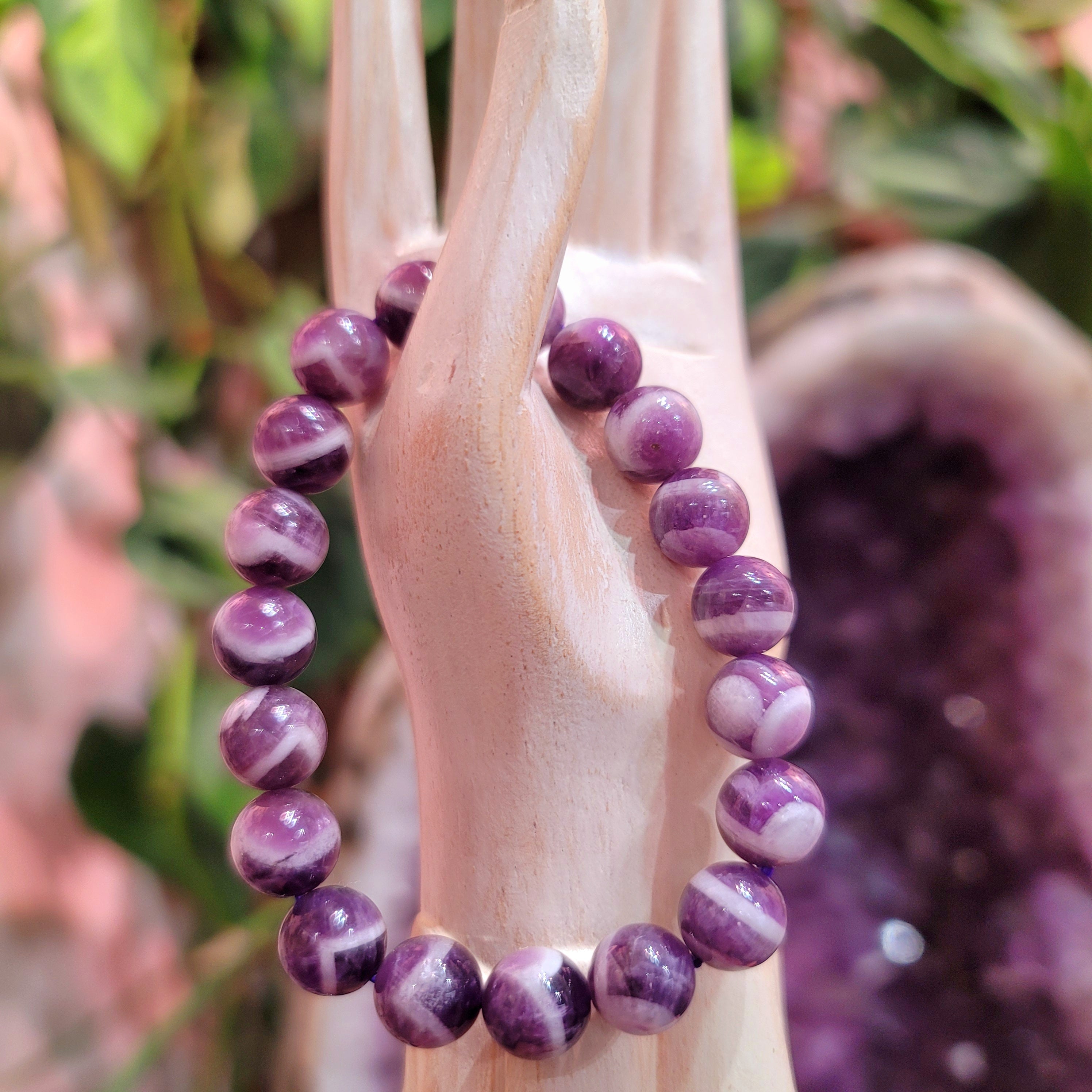 Chevron Amethyst Bracelet for Clarity, Intuition and Protection