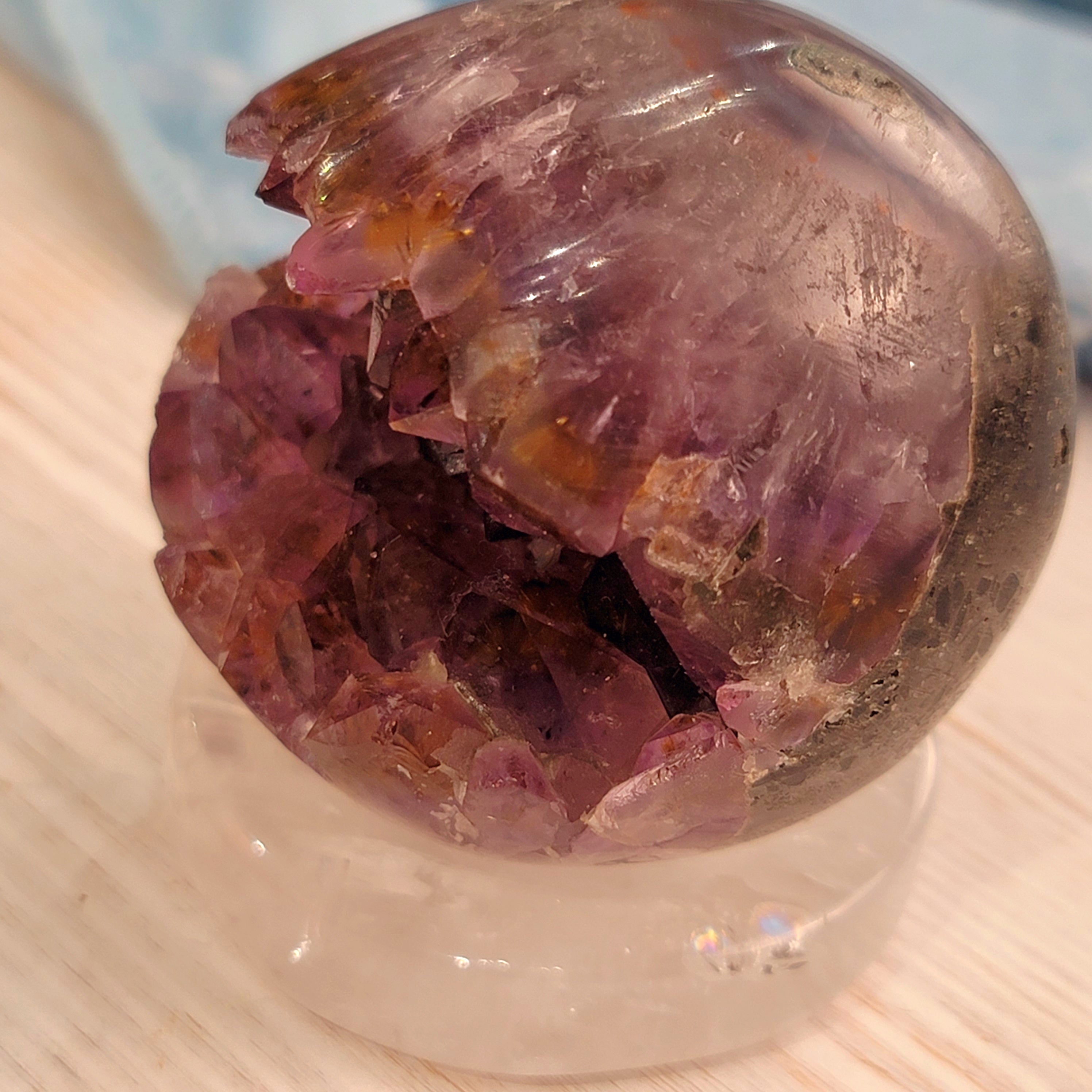 Amethyst with Gold Rutile Inclusions Sphere for Accelerating Intentions, Manifestation and Protection