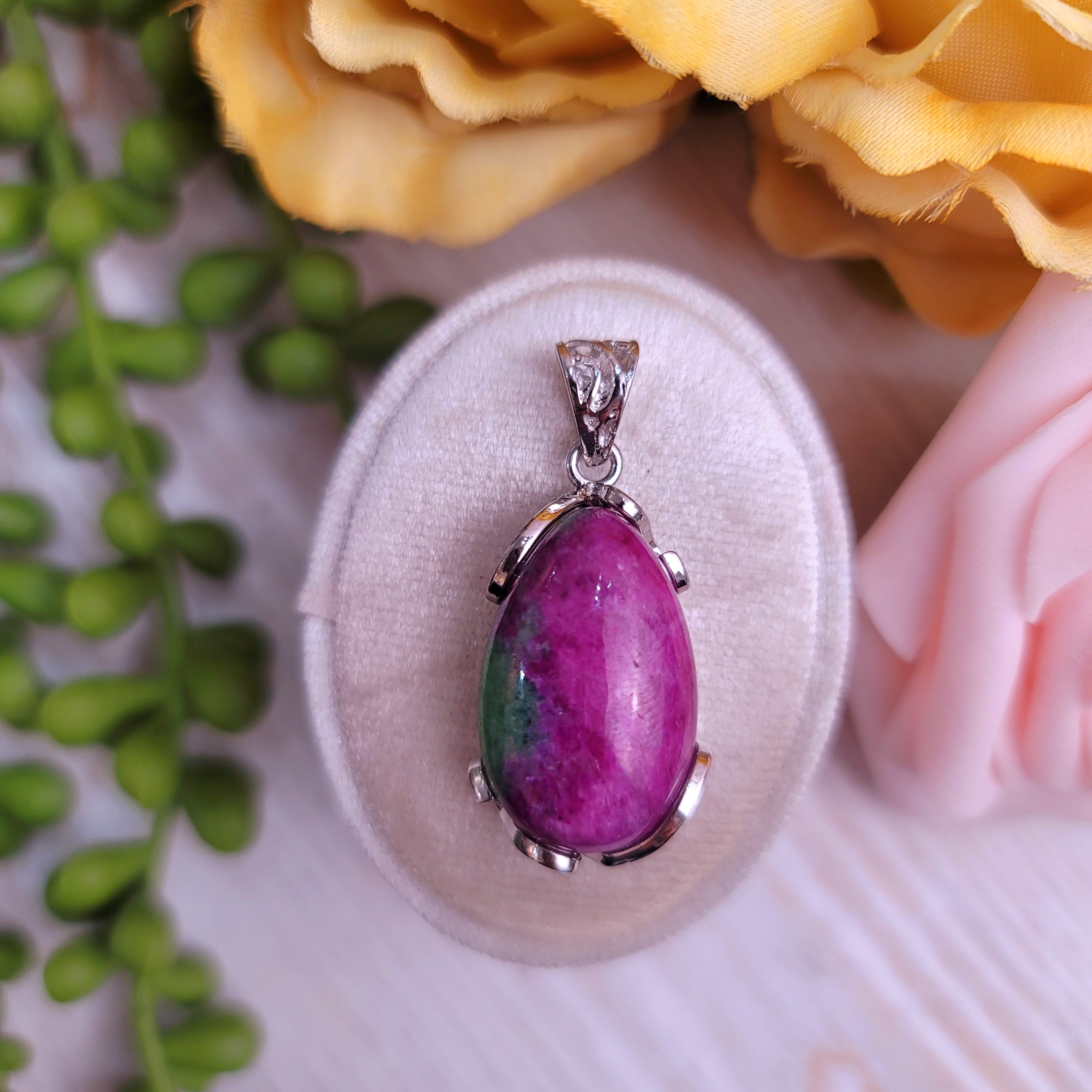 Ruby Zoisite Pendant for Abundance, Courage and Passion