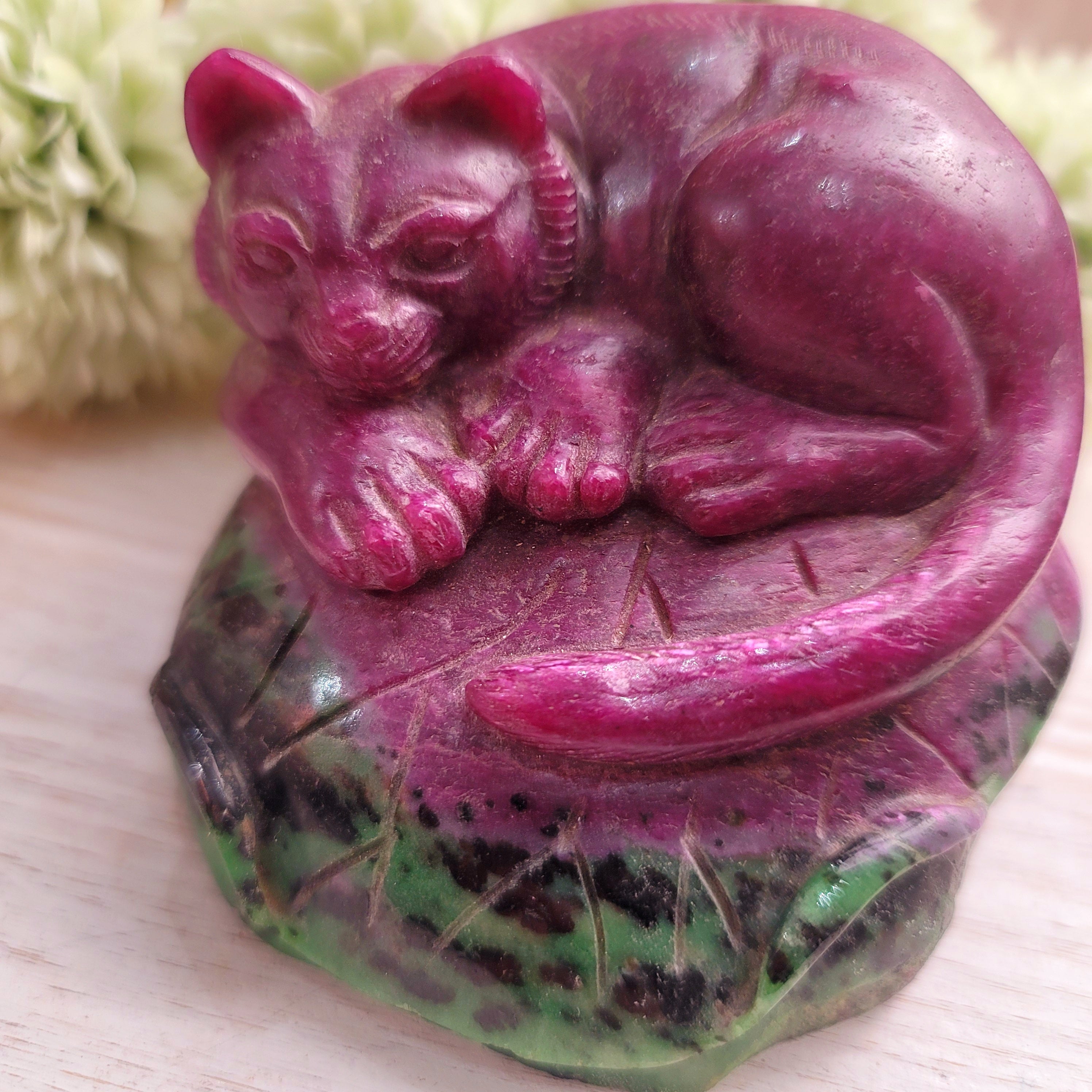 Ruby Zoisite Cat (High Quality) for Awakening, Courage and Manifesting