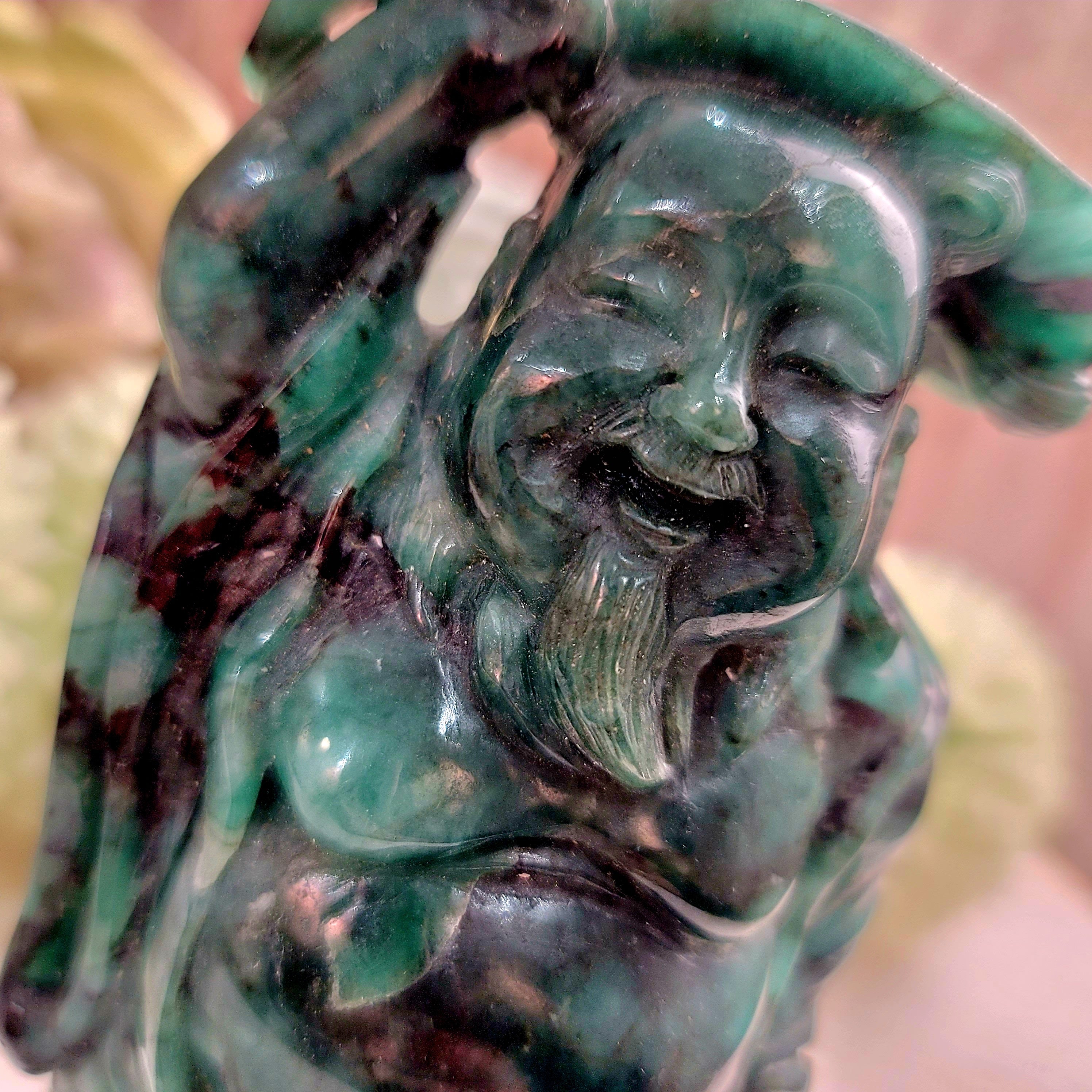 Emerald on Matrix Buddha for Attracting Abundance, Love and Health
