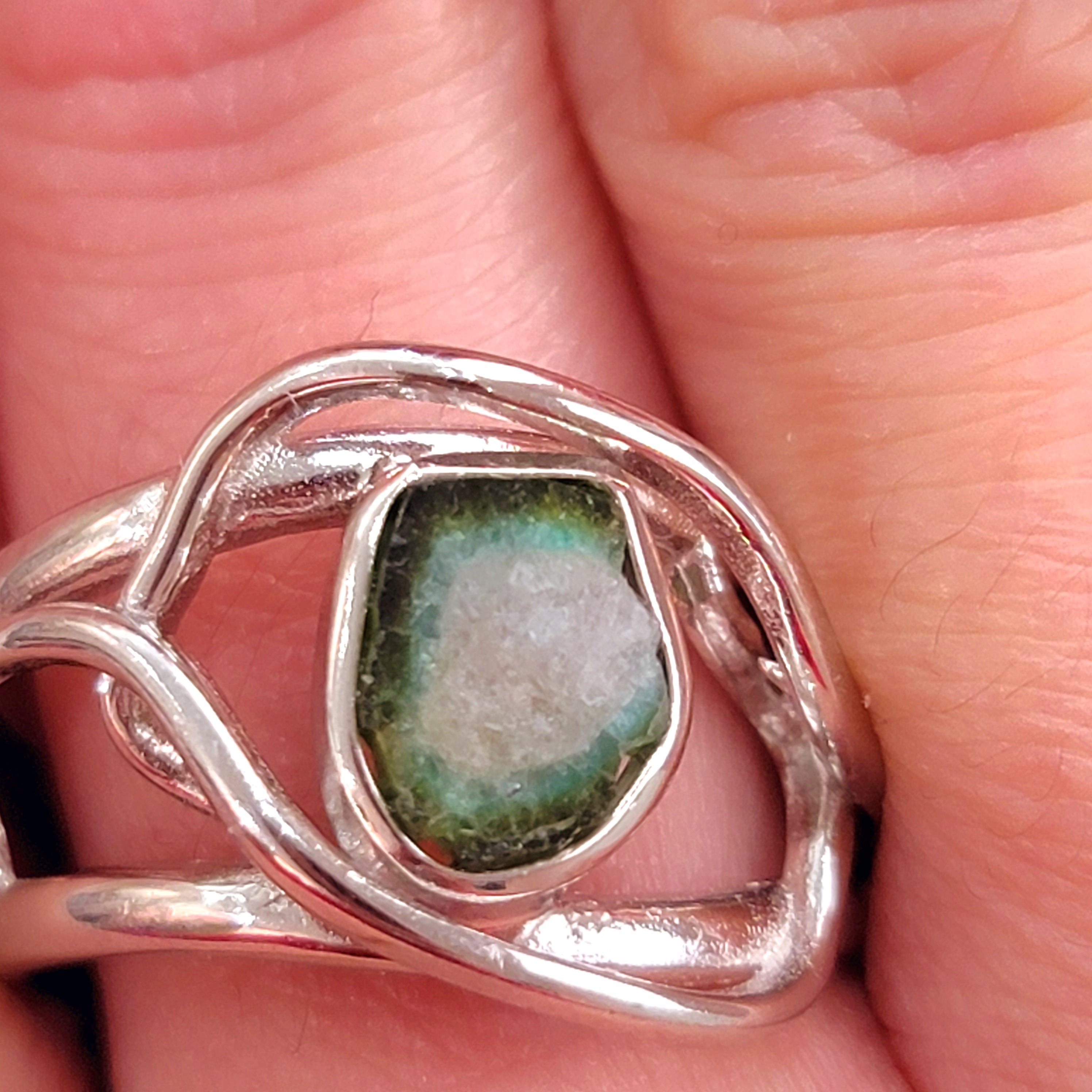 Green and Blue Bicolor Paraiba Tourmaline Adjustable Finger Ring for Healing, Joy and Love