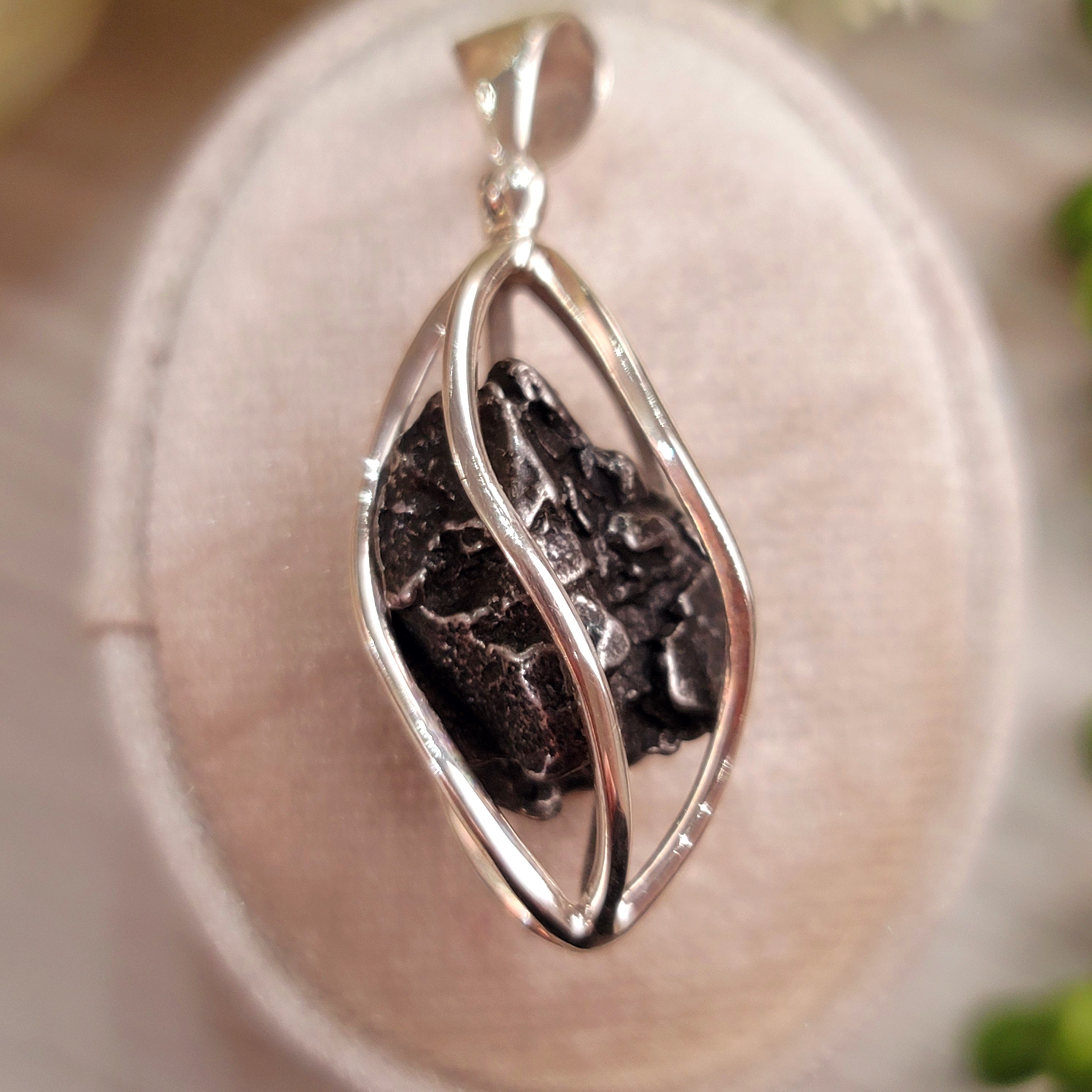 Meteorite Specimen Pendant .925 Silver for Strengthening Solar Energy Within and Positive Life Force Energy.