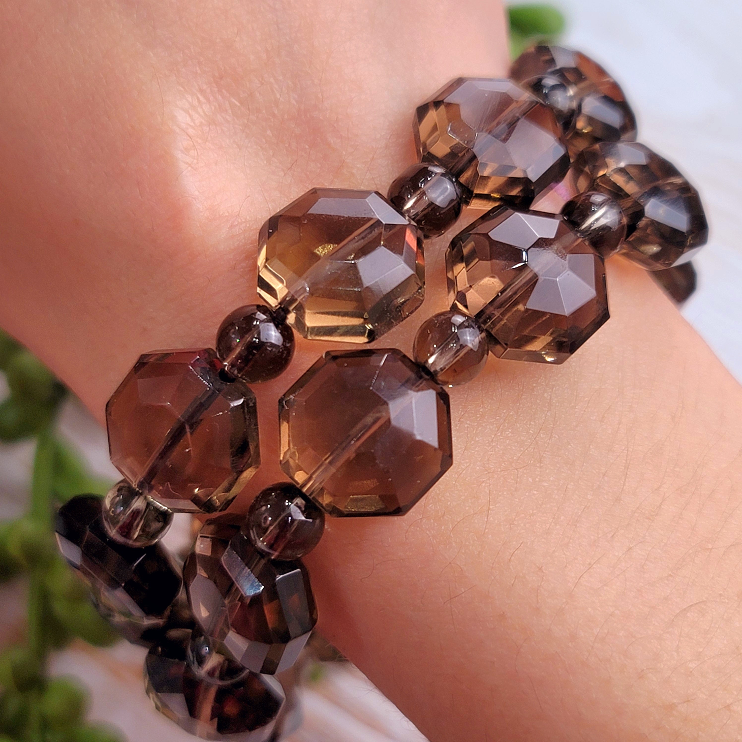 Smokey Quartz Sacred Hexagram Bracelet for Manifestation, Protection and Purification