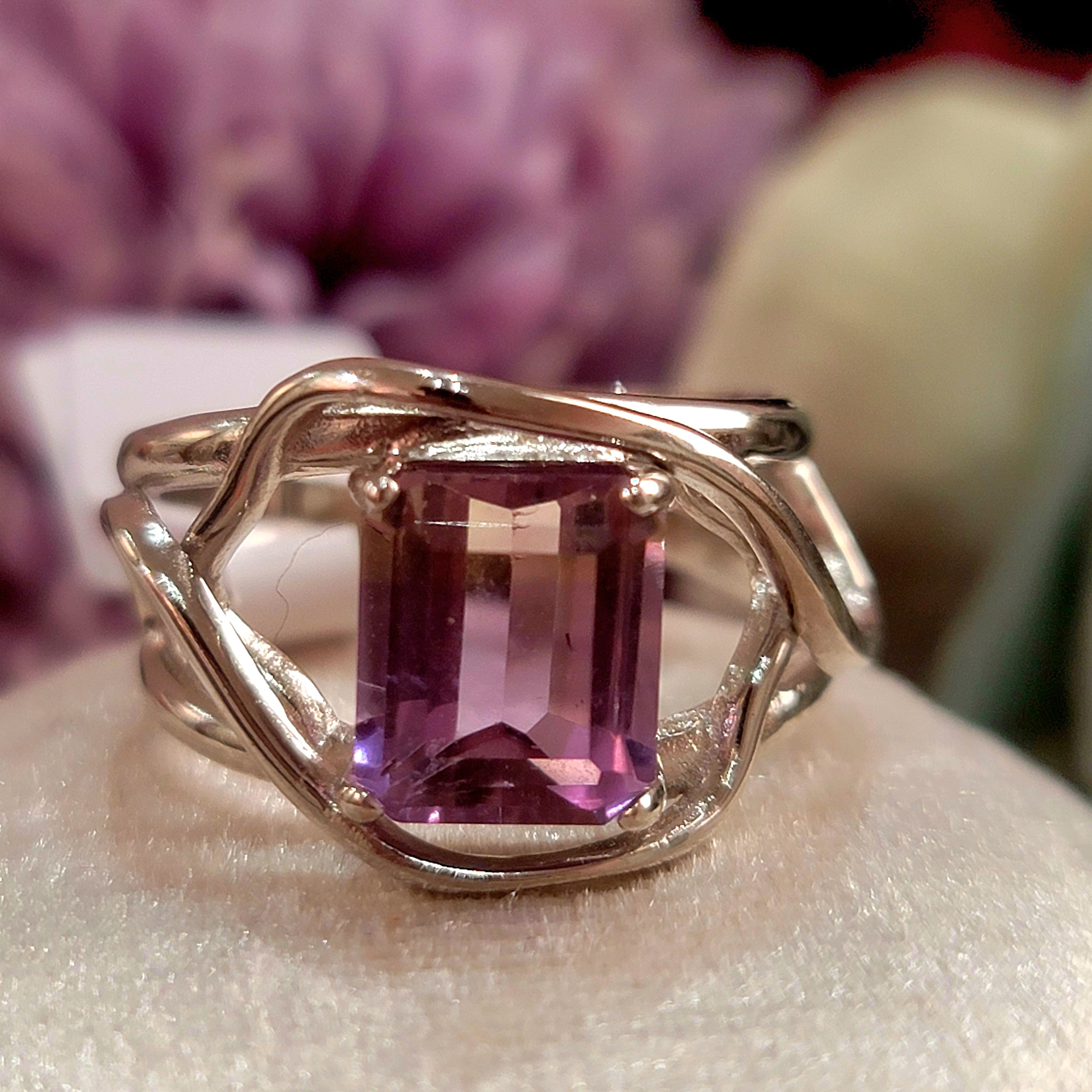 Ametrine Finger Cuff Adjustable Ring .925 Silver for Empowerment and Harmony