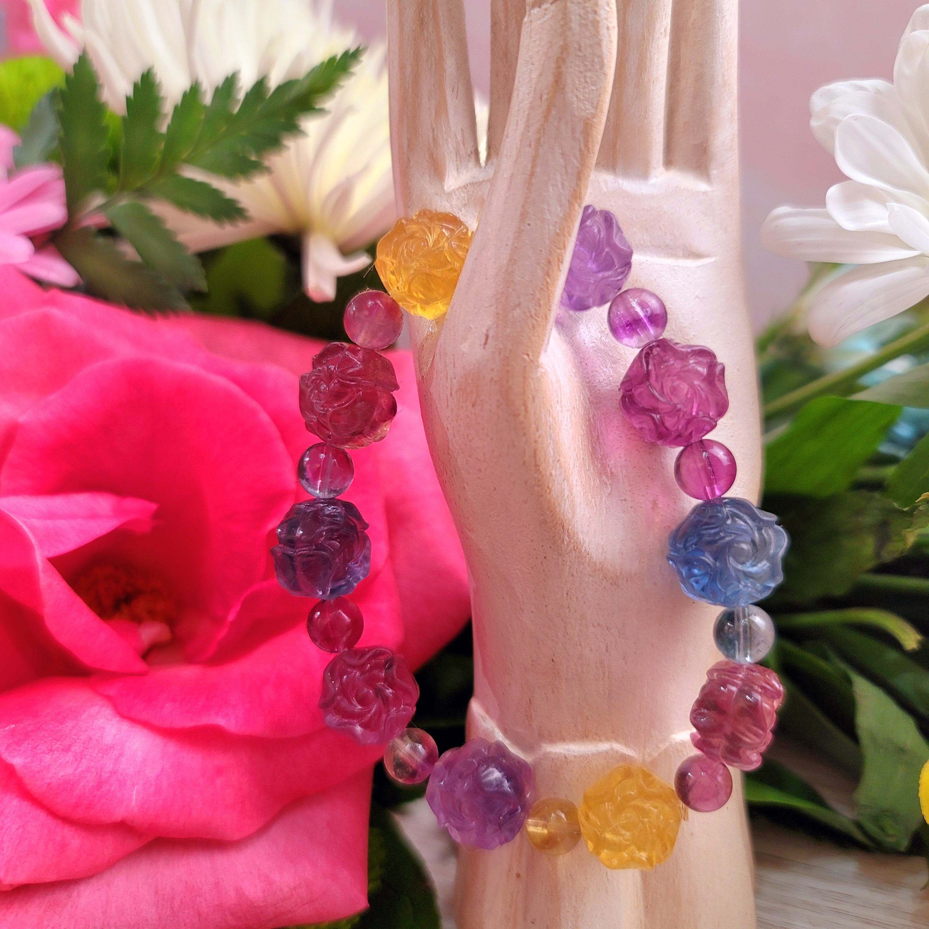 Fluorite Rose Bracelet (AAA Grade) for Clarity, Focus and Strength