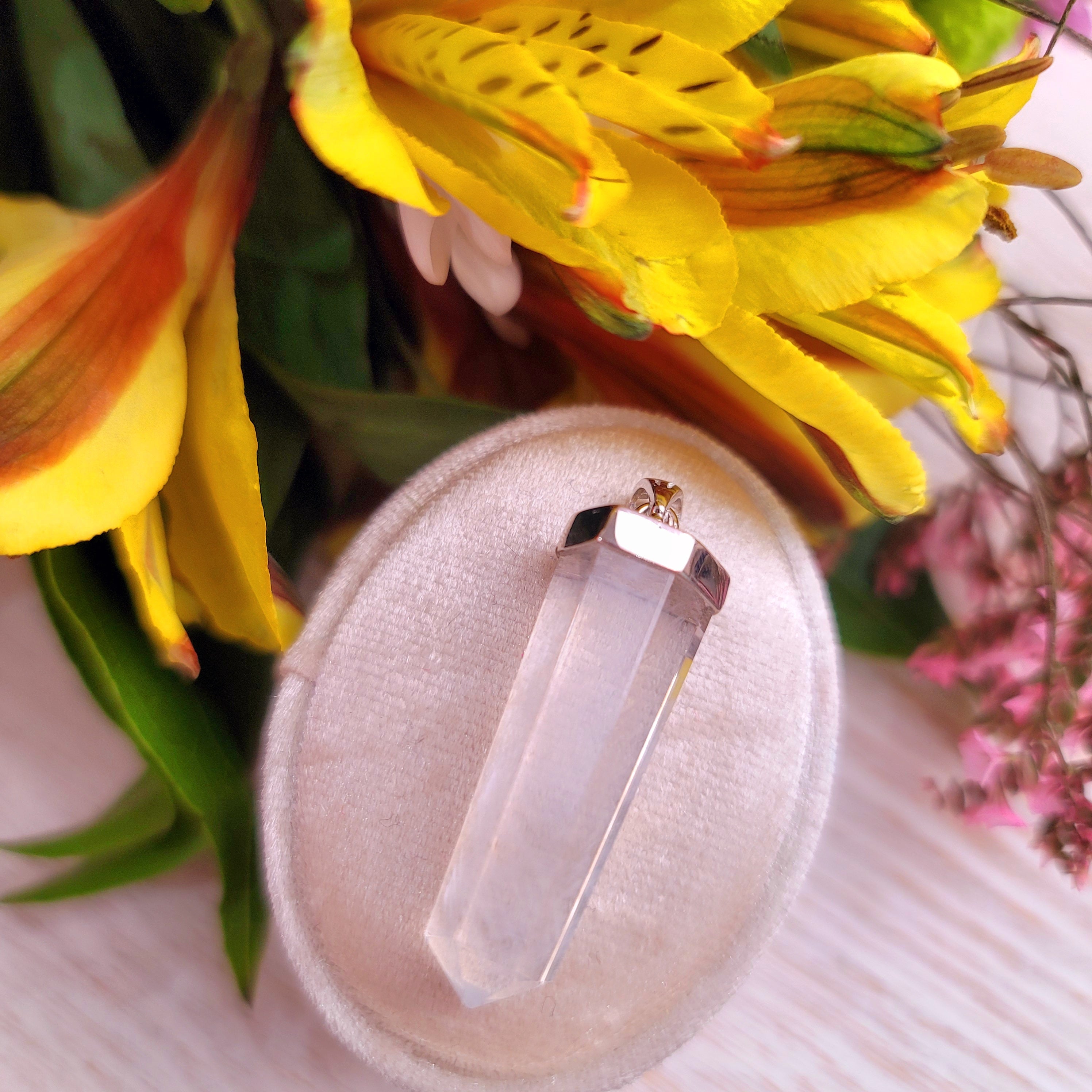 Blue Smoke Lemurian Quartz Pendant (AAA Grade) for Ascension, Connection with Ancestors & Angels and Wisdom