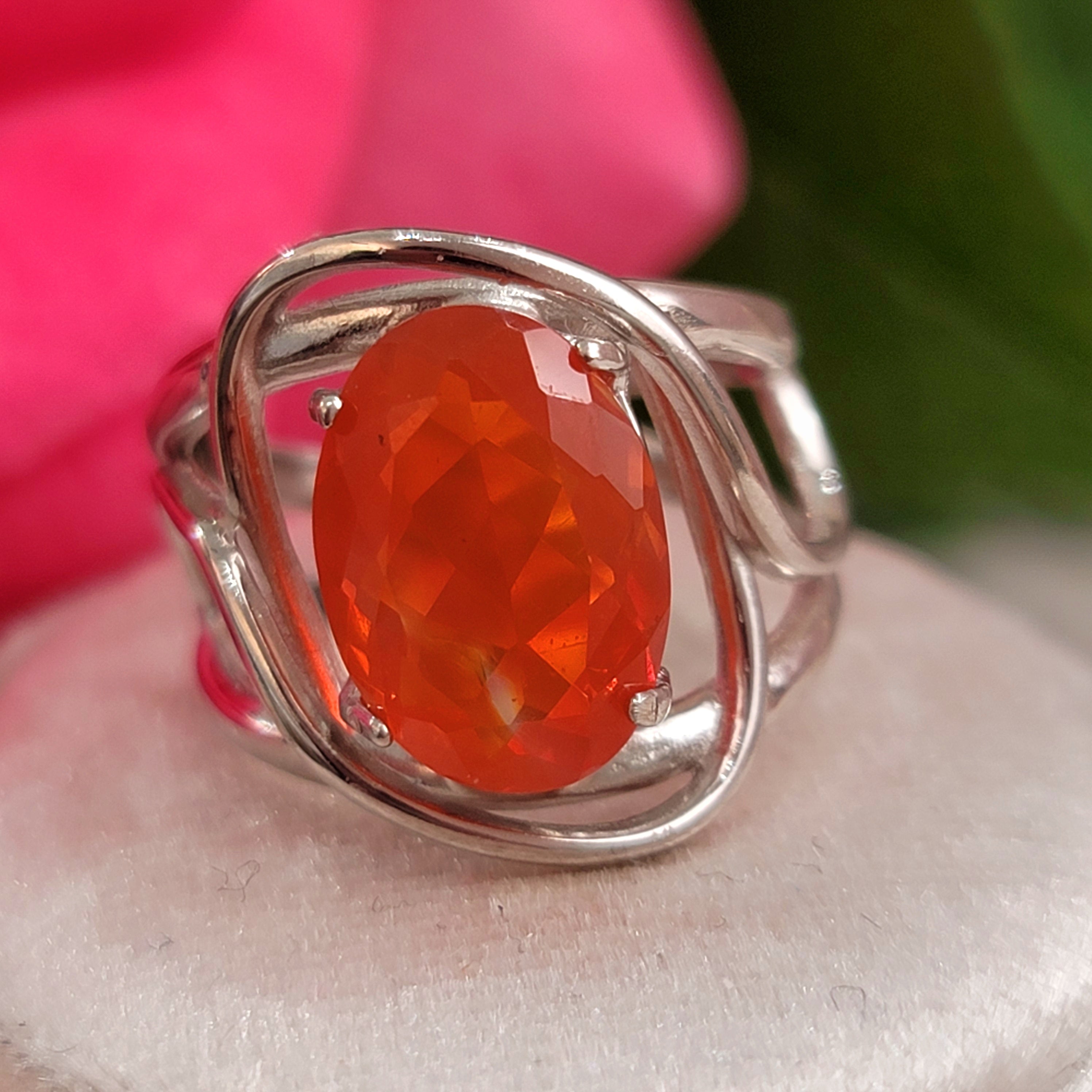 Mexican Fire Opal Adjustable Finger Bracelet for Confidence and Increasing motivation