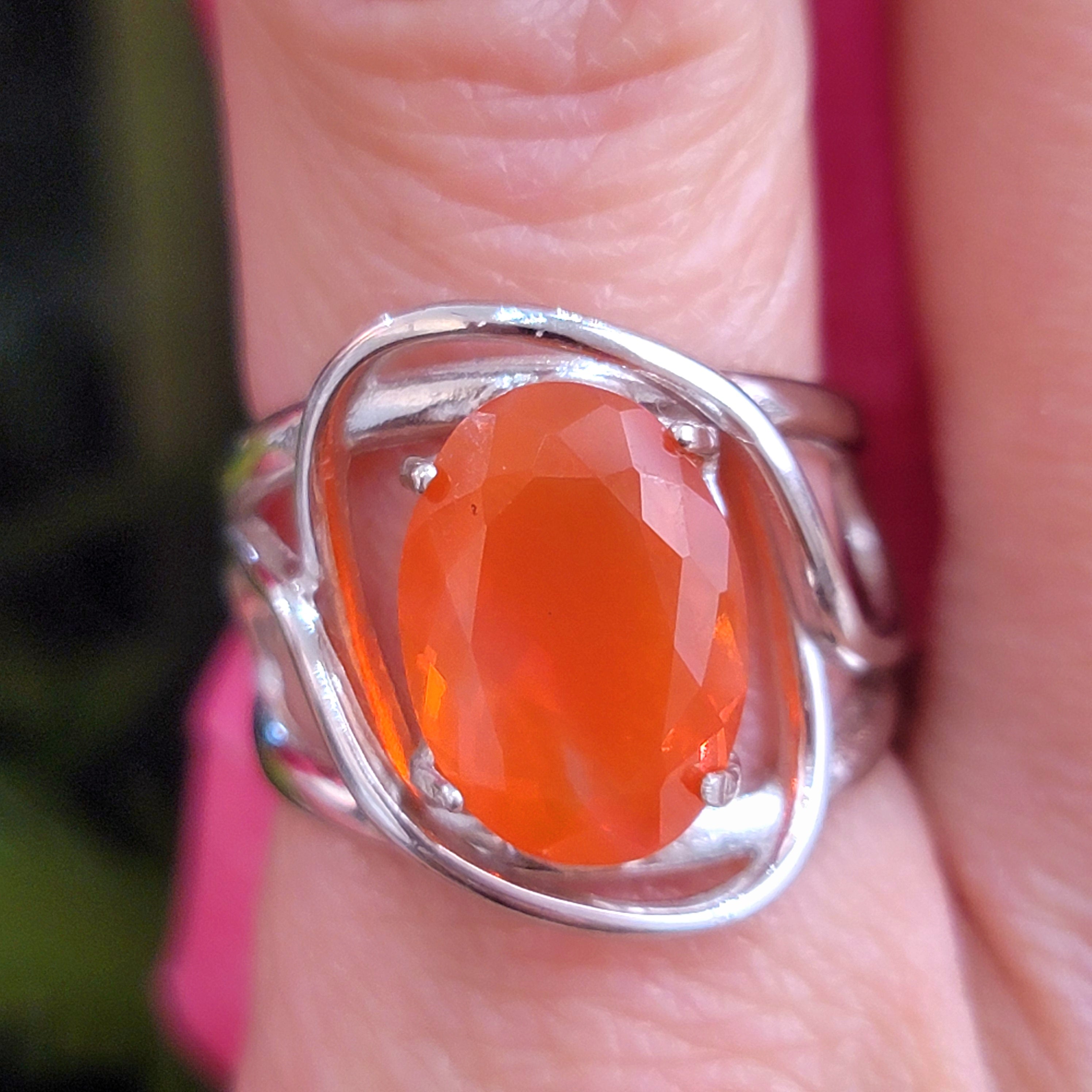 Mexican Fire Opal Adjustable Finger Bracelet for Confidence and Increasing motivation