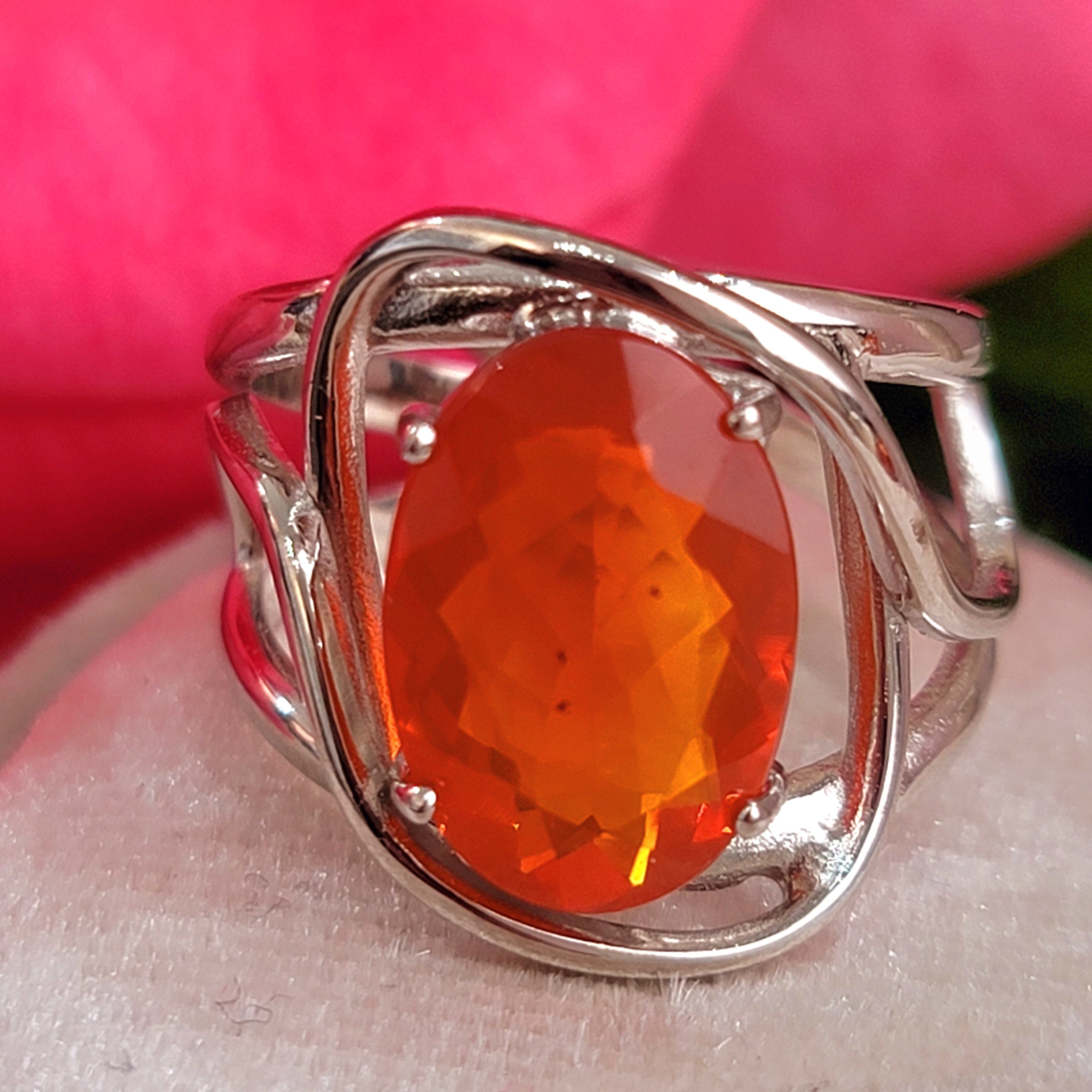 Mexican Fire Opal Adjustable Finger Bracelet for Confidence and Increasing Motivation