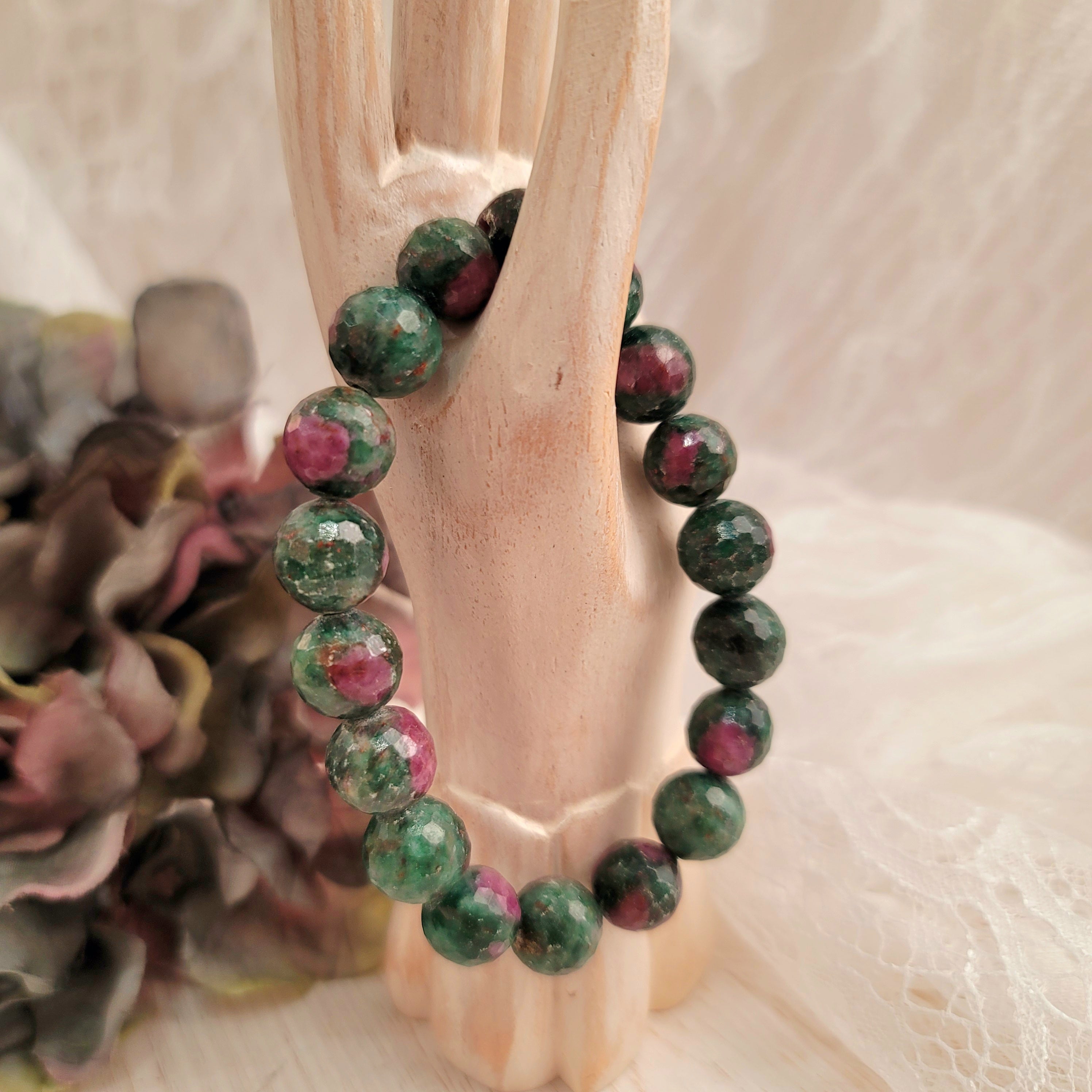 Ruby Fuschite Faceted Bracelet for Courage, Strength and Passion